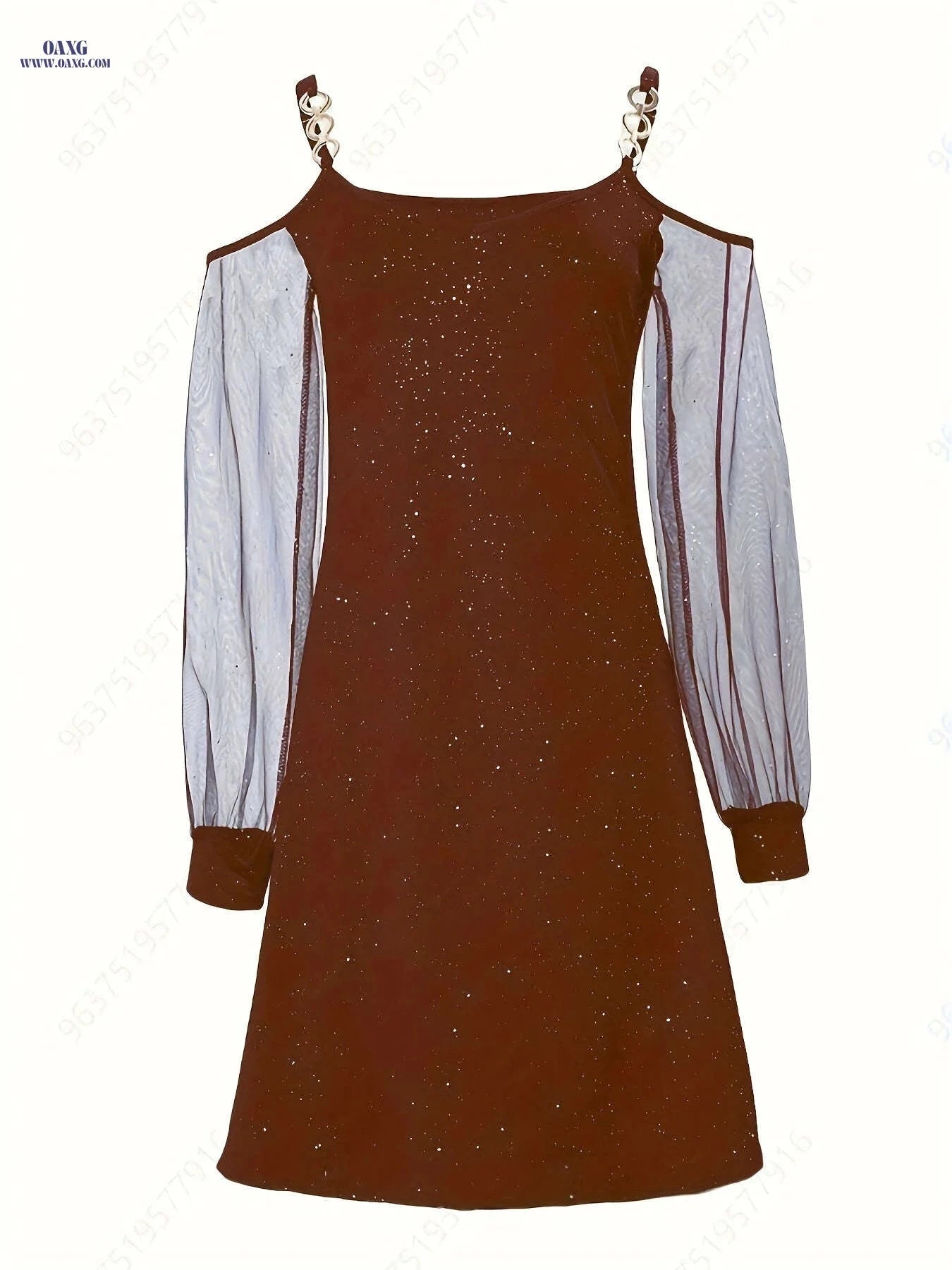 Sheer Shoulder Dress - Starry Night Design for Spring & Summer   OAXG 