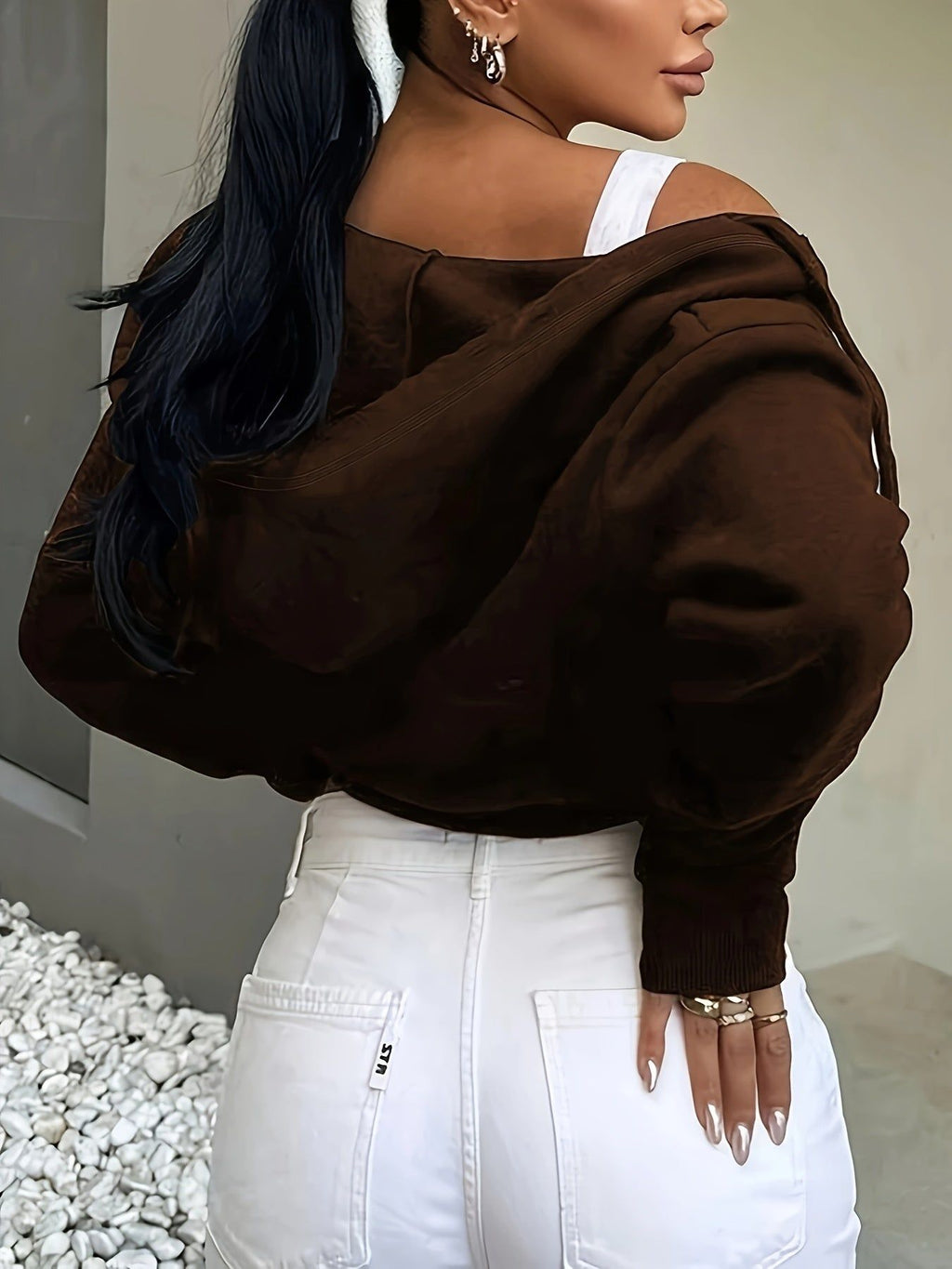 Short Zipper Hoodie Women'S Jacket Spring Autumn And Winter 2025 New European And American Hooded Slim Cardigan Top   OAXG Coffee Brown / XS