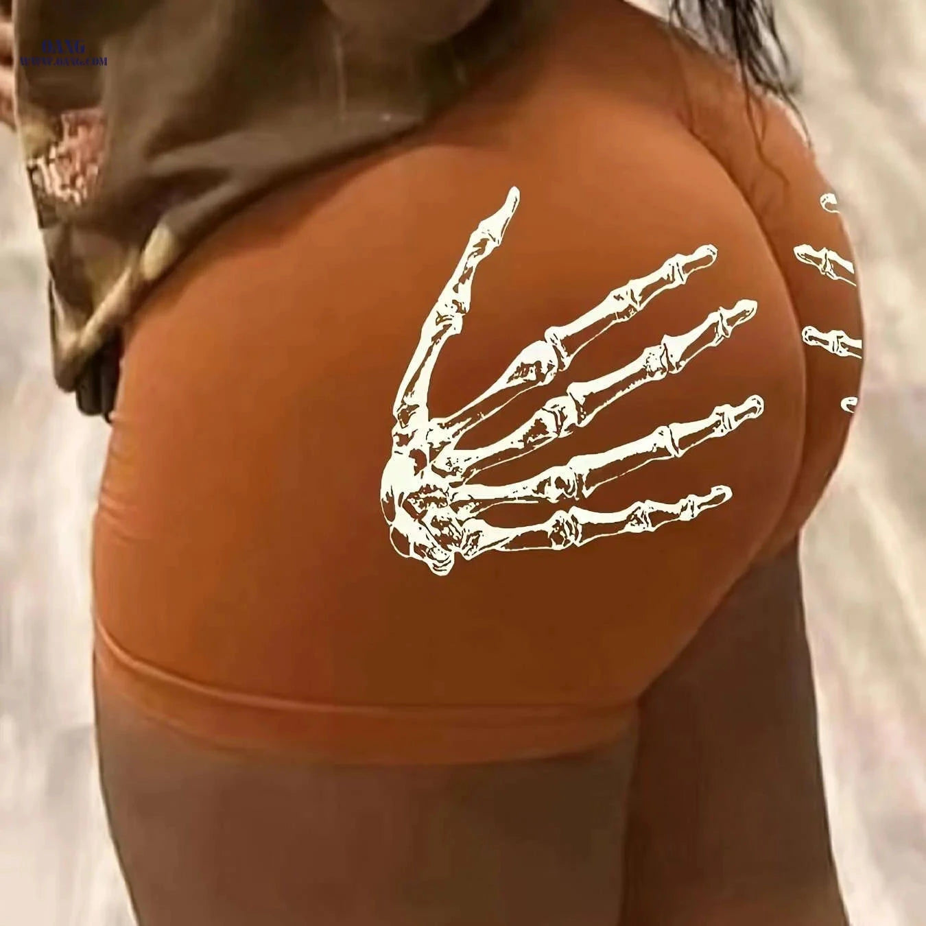 Skeleton Hand Print Women's Skinny Shorts - Elastic Waist, Casual Style   OAXG 