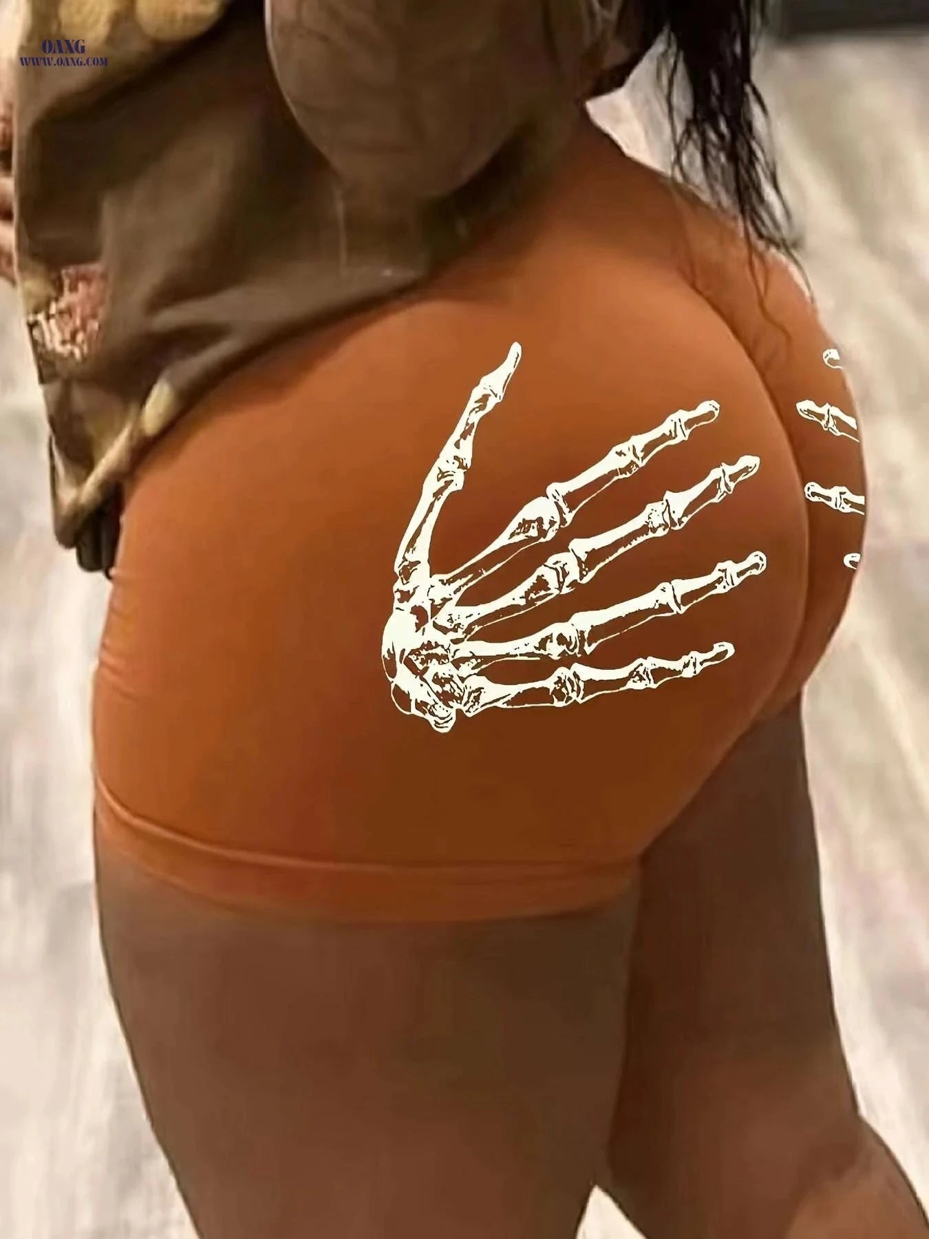 Skeleton Hand Print Women's Skinny Shorts - Elastic Waist, Casual Style   OAXG 
