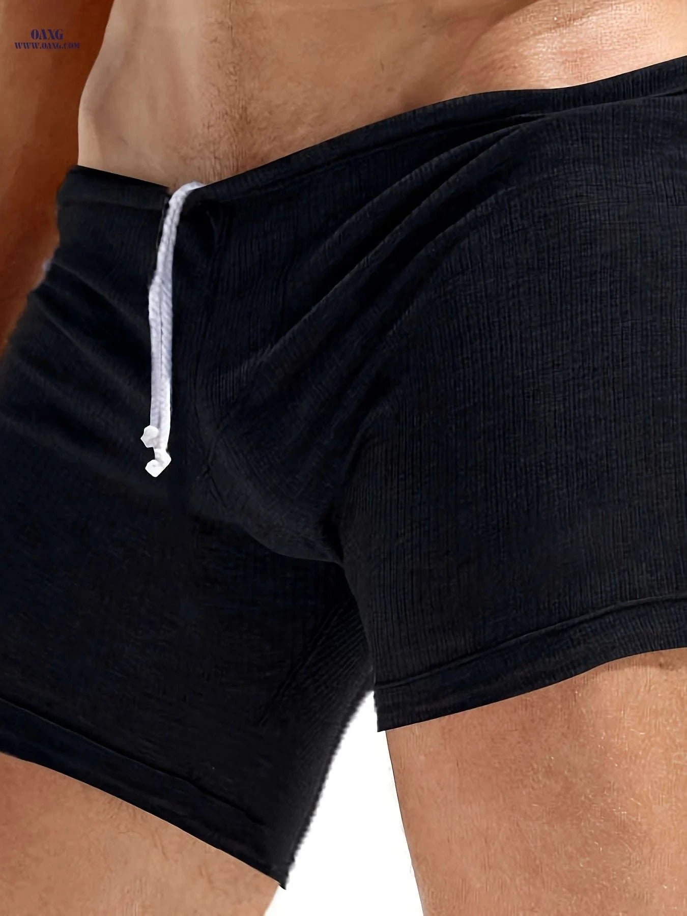 Sleek Men's High-Elasticity Gym Shorts - Solid Black Training Gear   OAXG 