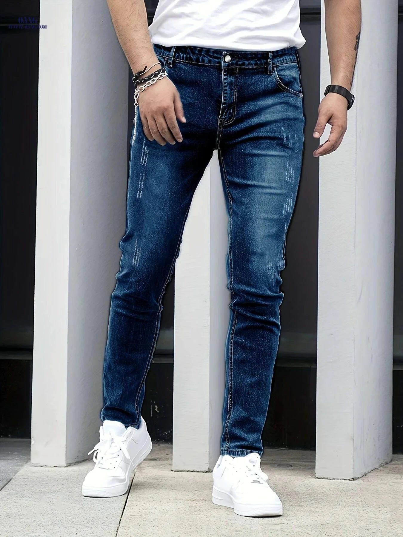 Slim Black Jeans Trousers for Men - All-Season Casual Wear   OAXG 
