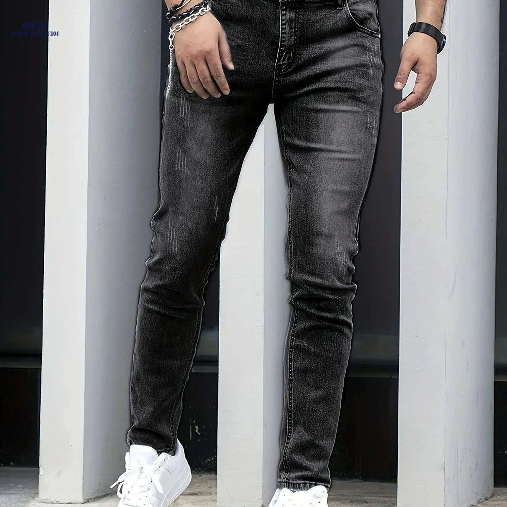 Slim Black Jeans Trousers for Men - All-Season Casual Wear   OAXG Black / S