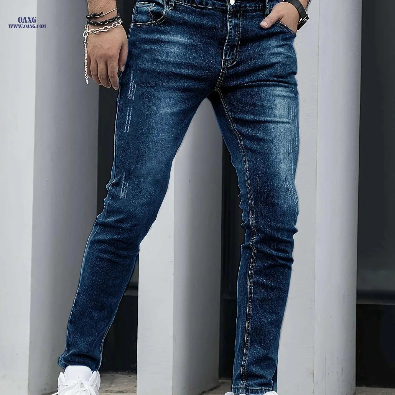 Slim Black Jeans Trousers for Men - All-Season Casual Wear   OAXG Black / S