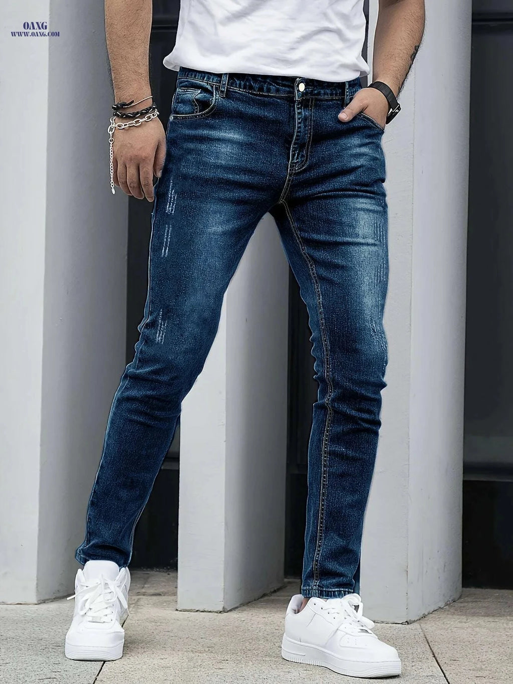 Slim Black Jeans Trousers for Men - All-Season Casual Wear   OAXG Black / S