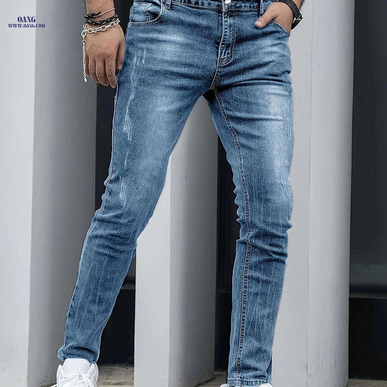 Slim Black Jeans Trousers for Men - All-Season Casual Wear   OAXG Black / S