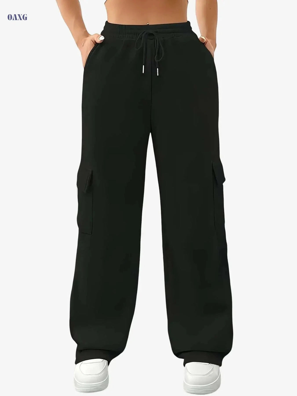 Soft Fleece-Lined Women’s Jogger Pants - Cargo Style with Pockets   OAXG Grey / S