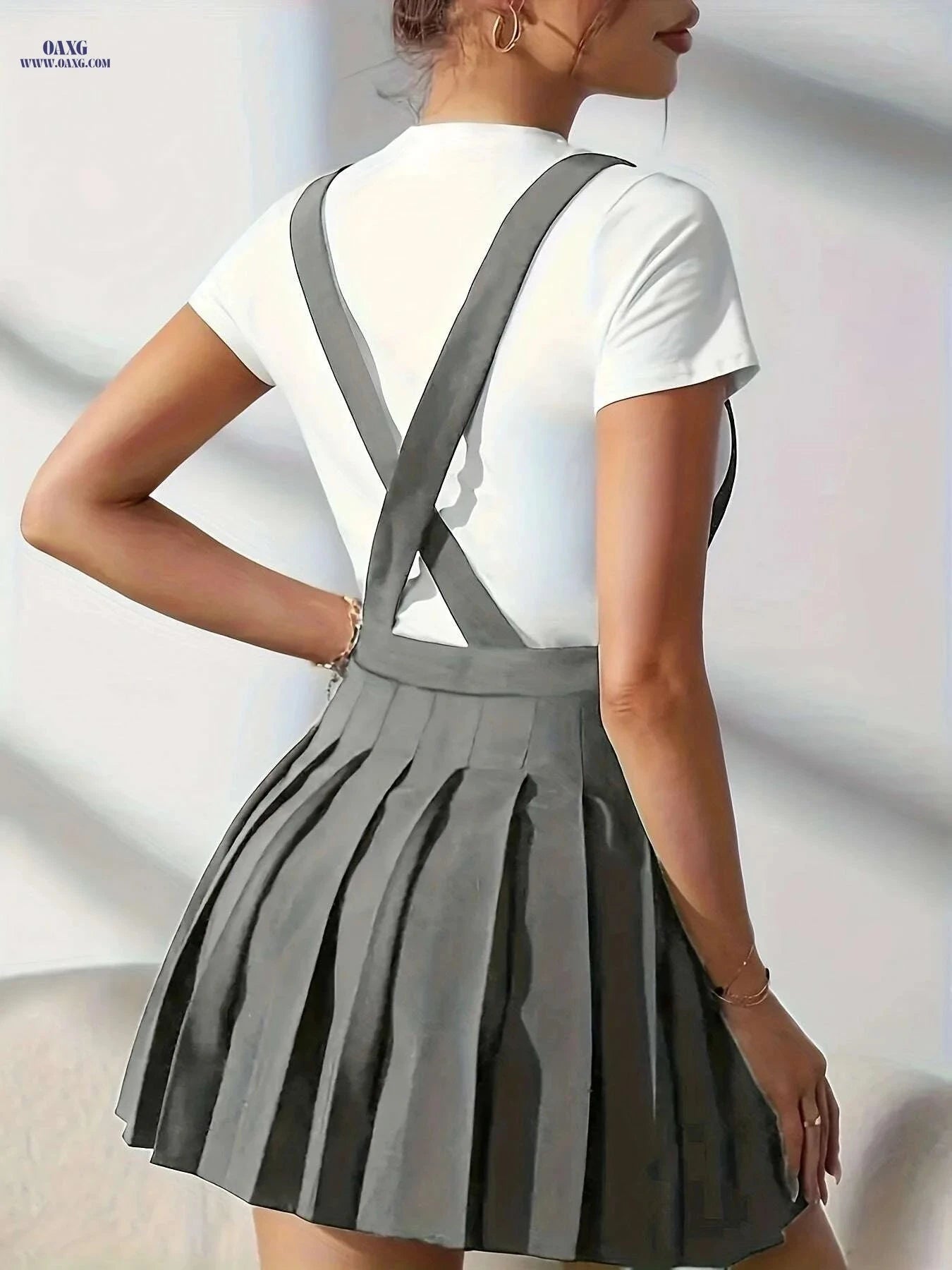 Solid Black Flared Skirt - Lightweight Women's Cross-Band Style   OAXG 