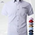 Solid Color Block Men's Shirt - Skin-Friendly Casual Collared Style   OAXG White / FR XXS