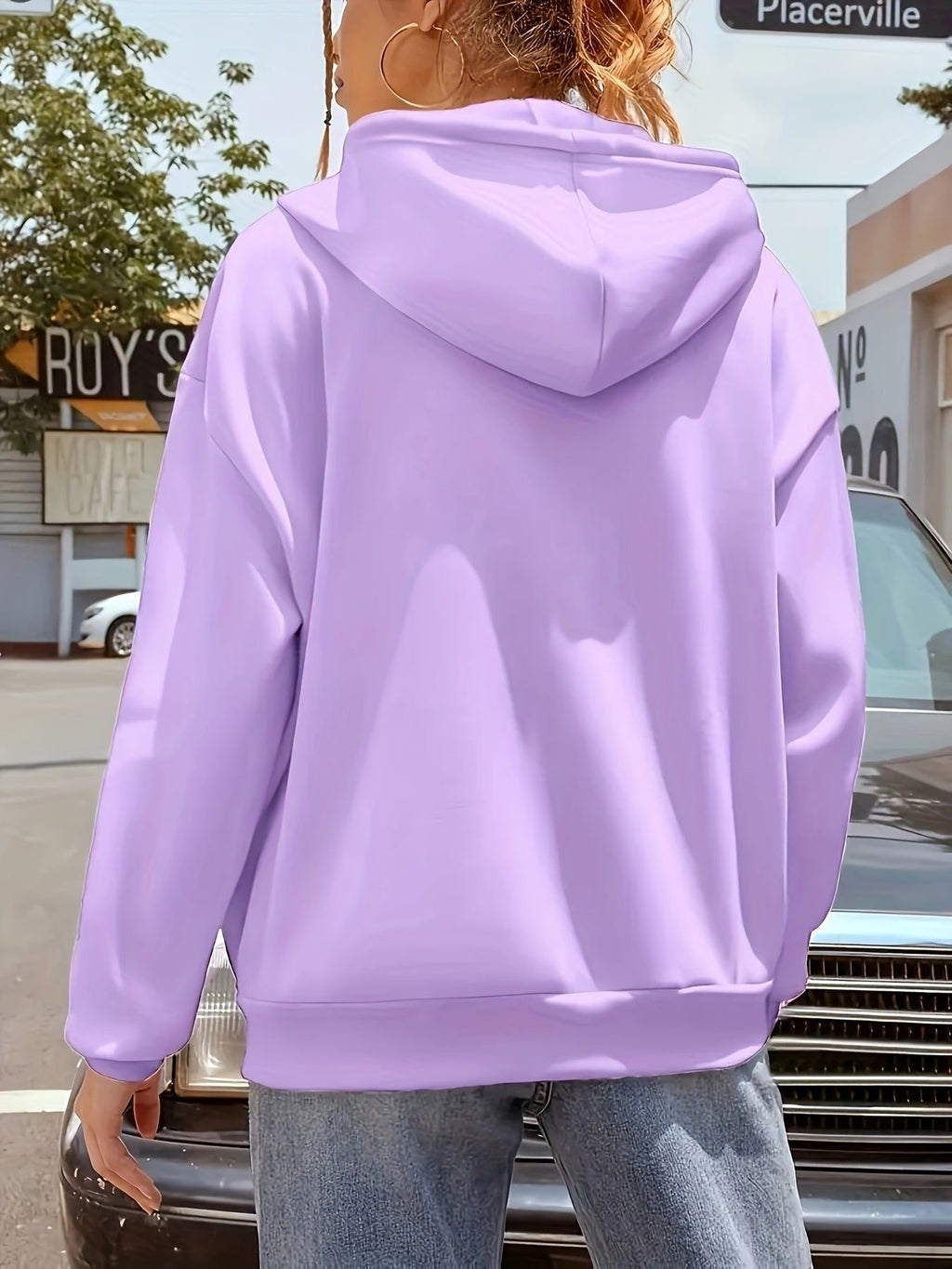 Solid Color European and American Fashion Women's Sports Hooded Zip-Up Sweatshirt for Autumn and Winter   OAXG Burgundy / S