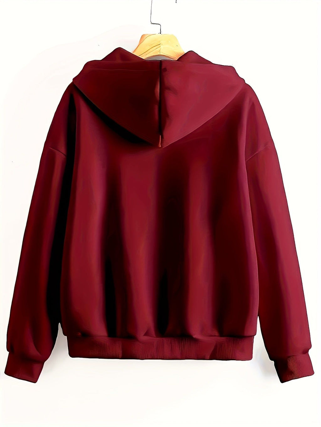 Solid Color European and American Fashion Women's Sports Hooded Zip-Up Sweatshirt for Autumn and Winter   OAXG Burgundy / S