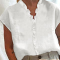 Solid Color Loose Lace Collar Sleeveless Top   OAXG White / S