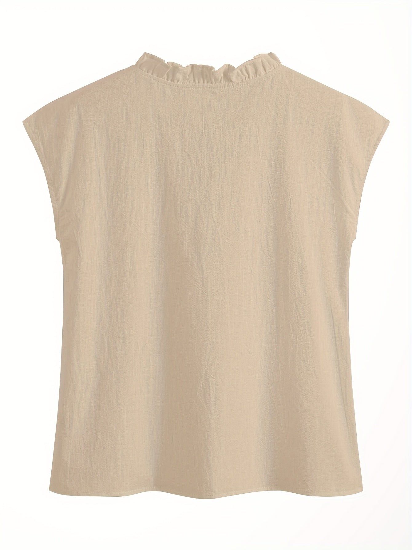 Solid Color Loose Lace Collar Sleeveless Top   OAXG White / S