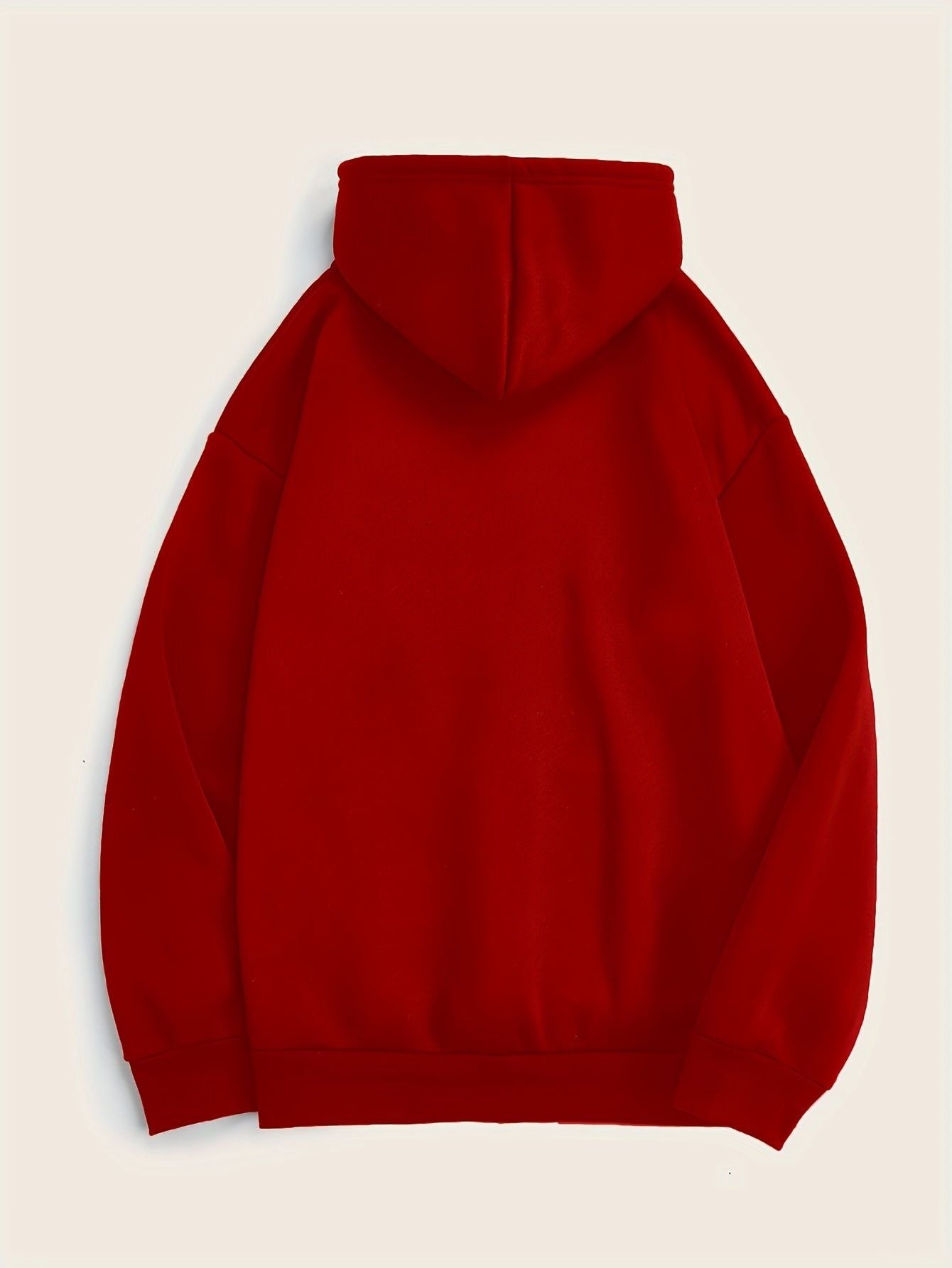 Solid Color Minimalist Clean Cut Fashion Hooded Drawstring Sweatshirt for Women, -Lined Long Sleeve Jacket with Kangaroo Pocket, New Loose Fit Versatile Casual Top for Autumn and Winter   OAXG Red / S