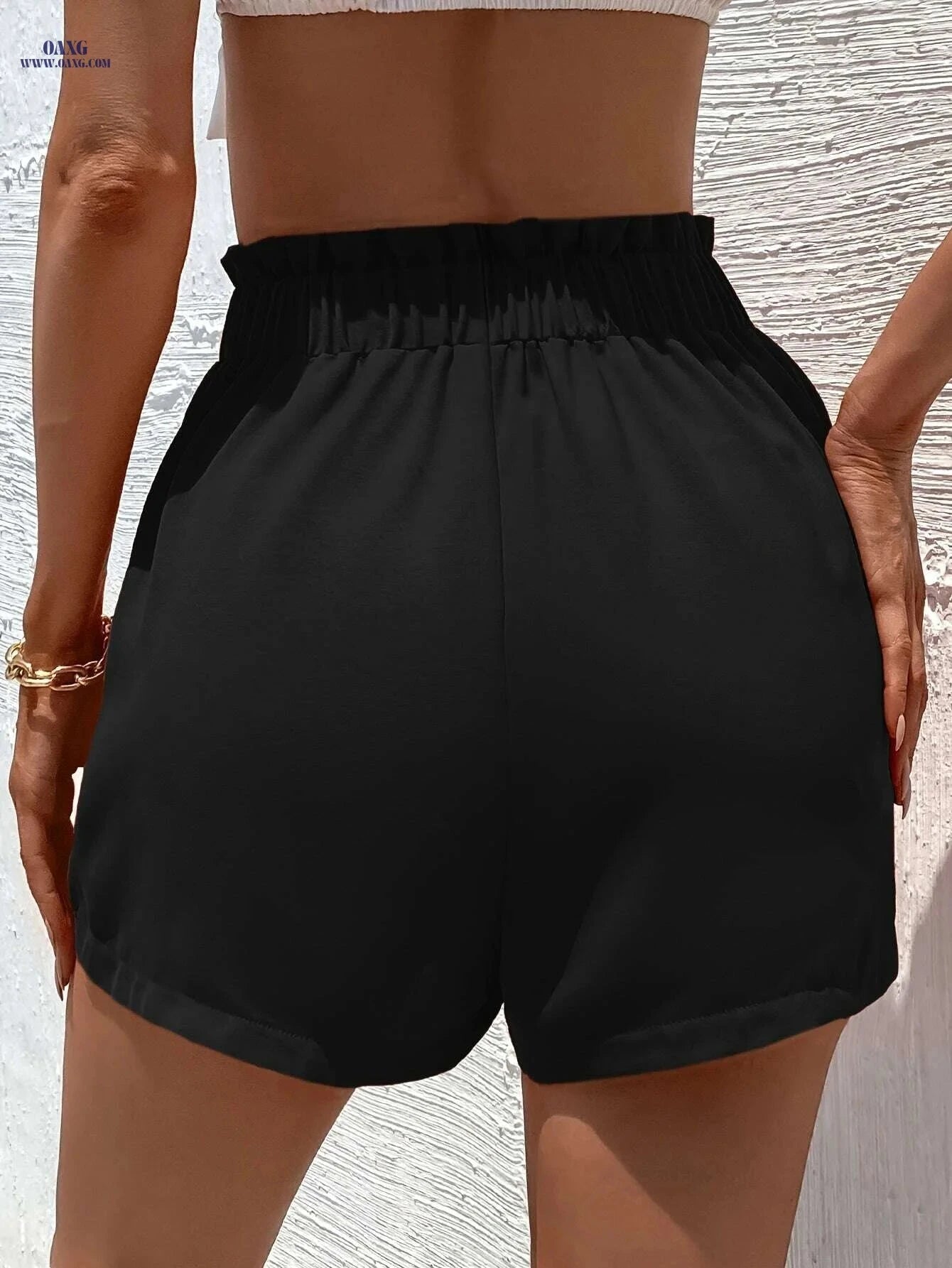 Solid Color Tie Waist Shorts - Women's Casual Spring & Summer Wear   OAXG 