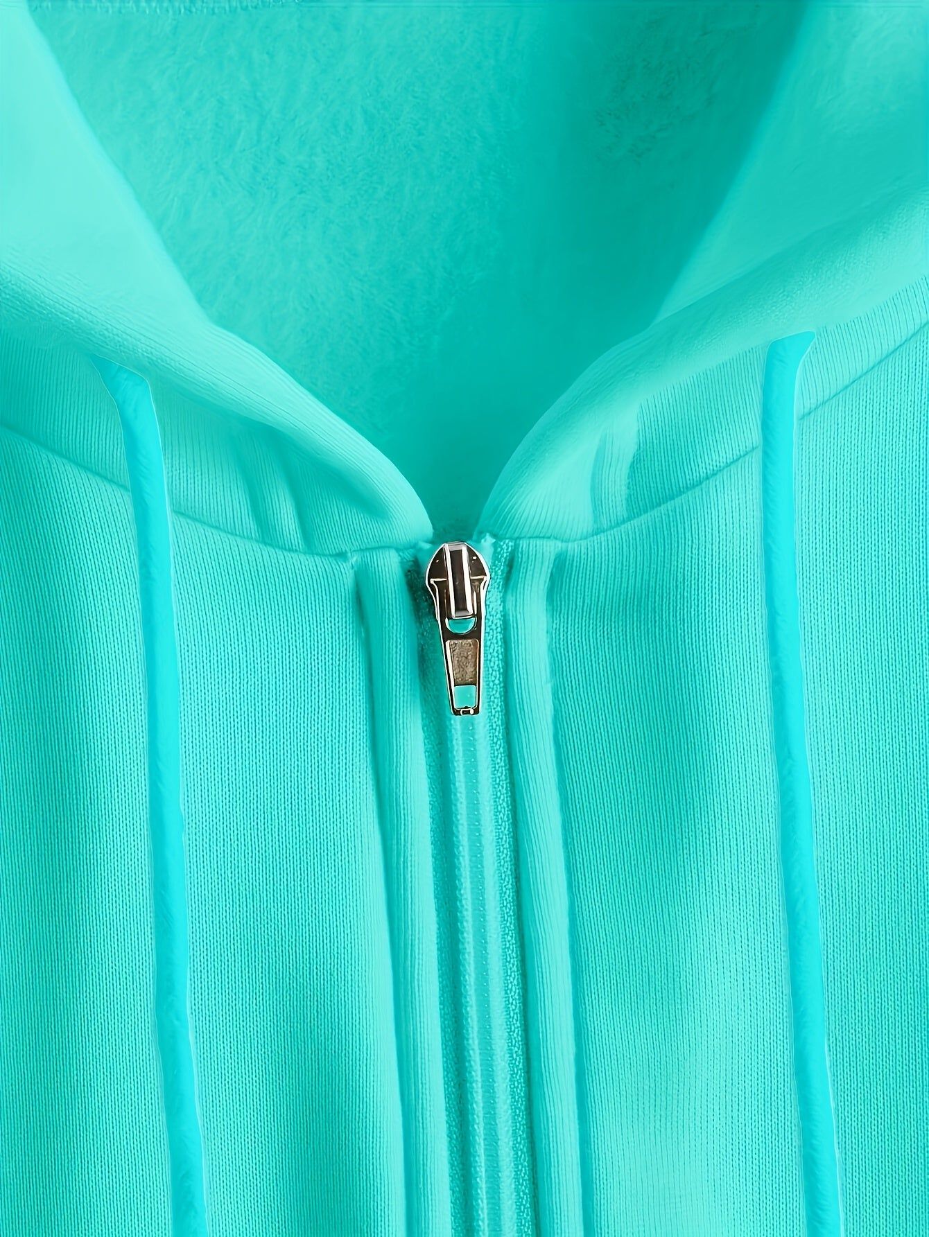 Solid Color Zipper Hooded Sweatshirt Women'S Autumn And Winter Fleece Thickened Kangaroo Pocket Fashion Cardigan Long-Sleeved Casual Sports Top Tide   OAXG Lake Blue / Asian M