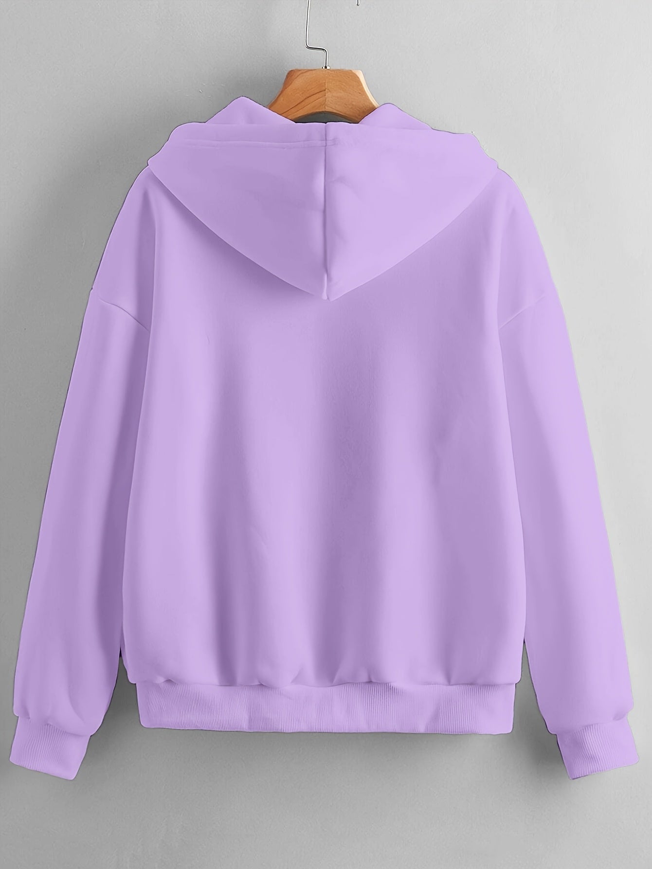 Solid Color Zipper Hooded Sweatshirt Women'S Autumn And Winter Fleece Thickened Kangaroo Pocket Fashion Cardigan Long-Sleeved Casual Sports Top Tide   OAXG Light Purple / S