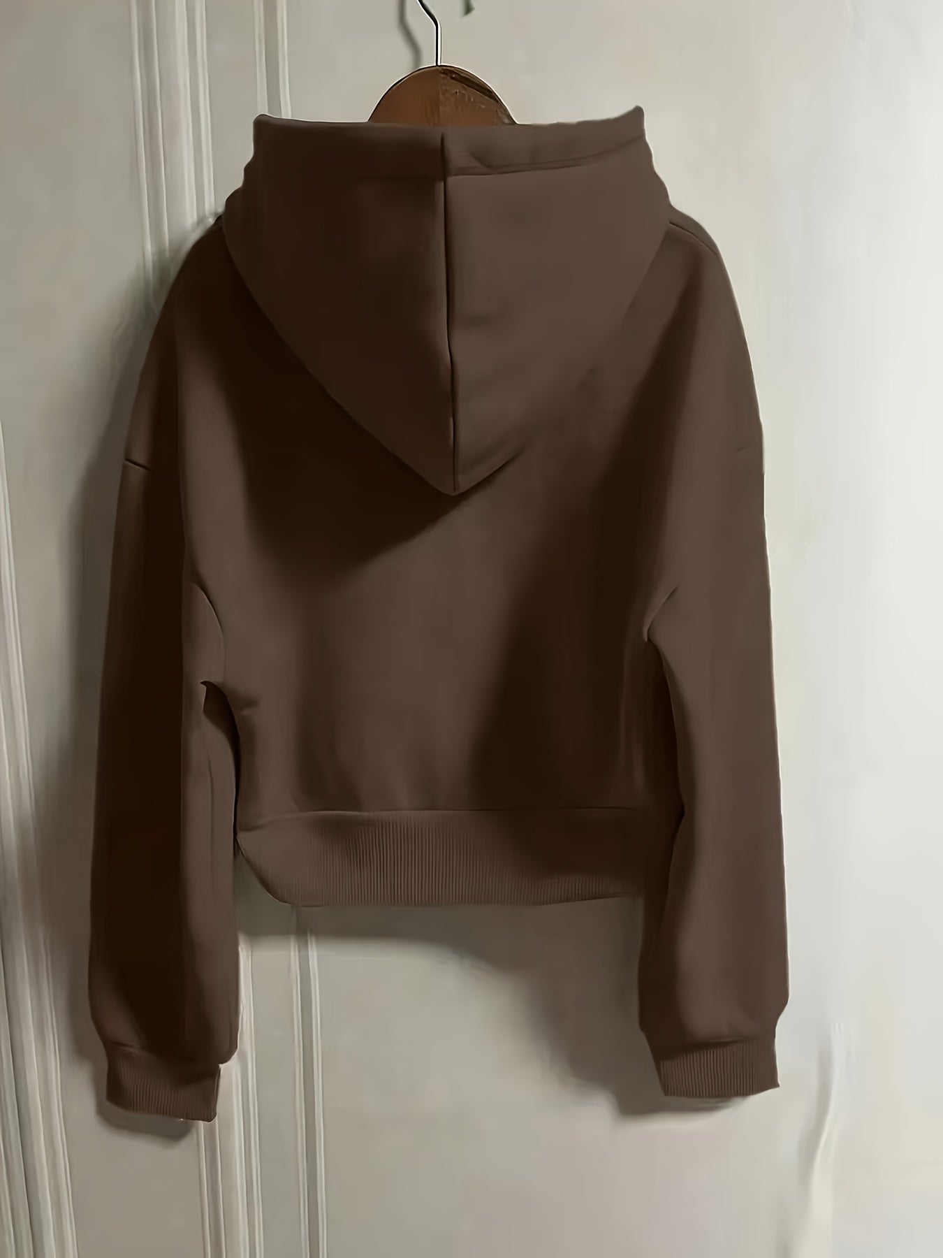 Solid Short Zip-Up Hoodie Women'S Casual Jacket Long Sleeve Top, Long Sleeve, Casual Pocket Design   OAXG Black / Asian L