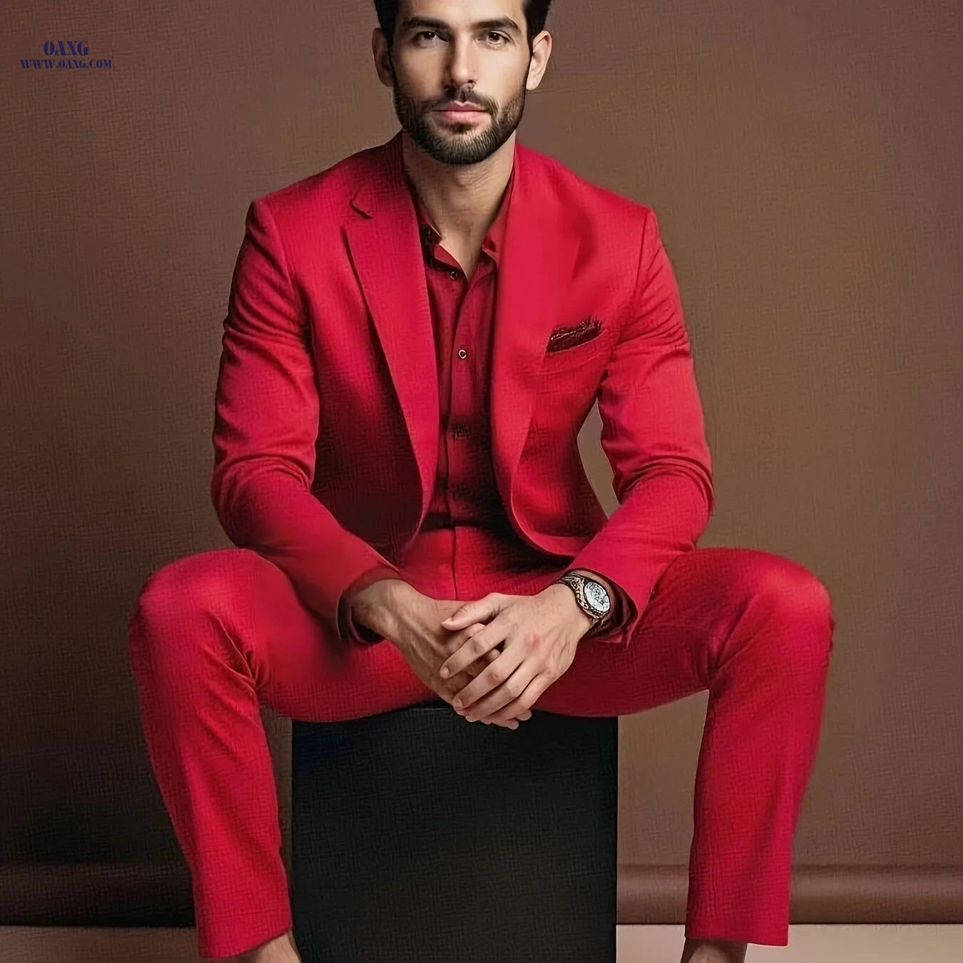 Sophisticated One-Button Suit Set for Men - Jacket and Trousers   OAXG 