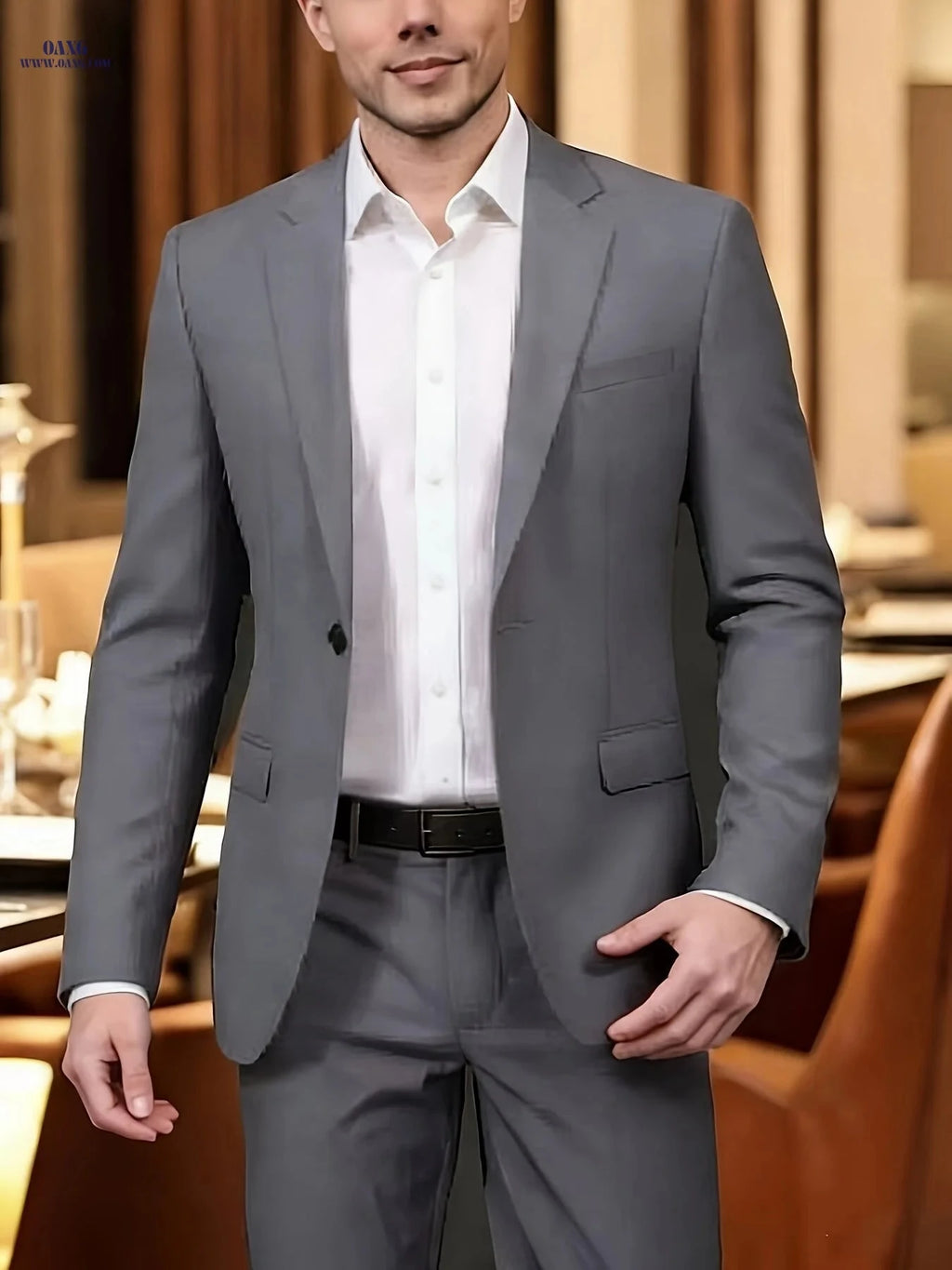 Sophisticated One-Button Suit Set for Men - Jacket and Trousers   OAXG Cinnabar Red / FR S