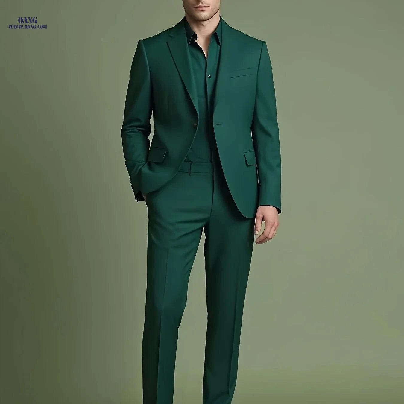 Sophisticated One-Button Suit Set for Men - Jacket and Trousers   OAXG Cinnabar Red / FR S