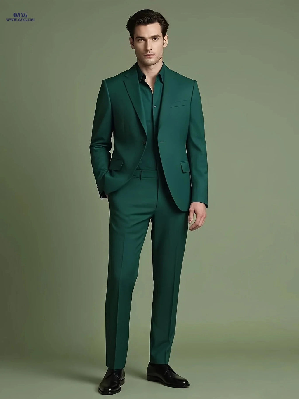 Sophisticated One-Button Suit Set for Men - Jacket and Trousers   OAXG 