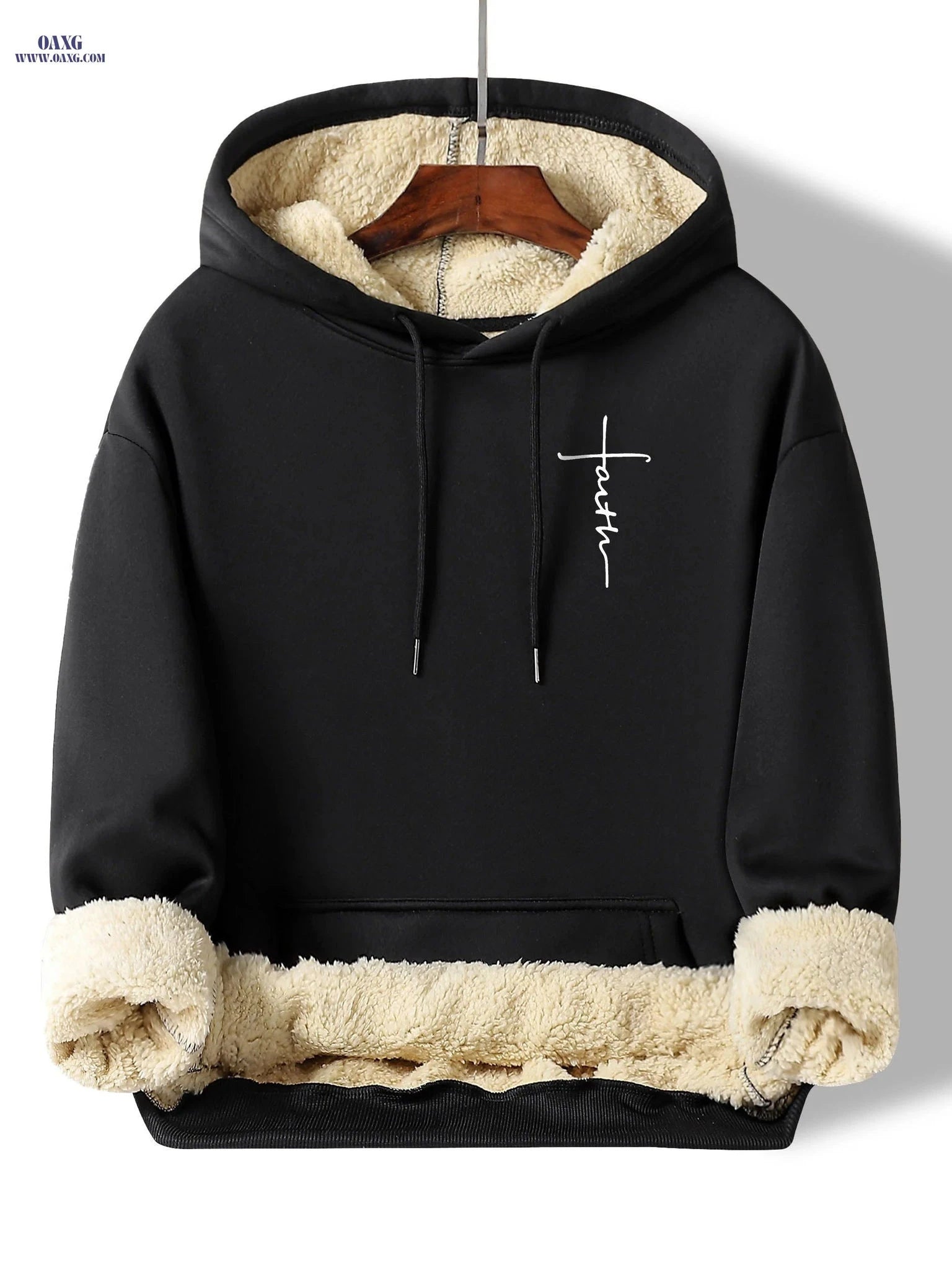 Sporty Hooded Sweatshirt Jacket - Unique Print for Casual Style   OAXG Black / FR XS