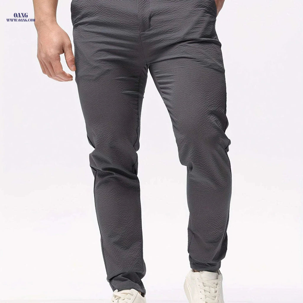 Spring 2024 High-End Casual Pants for Men - Slim Fit Tapered Style   OAXG 