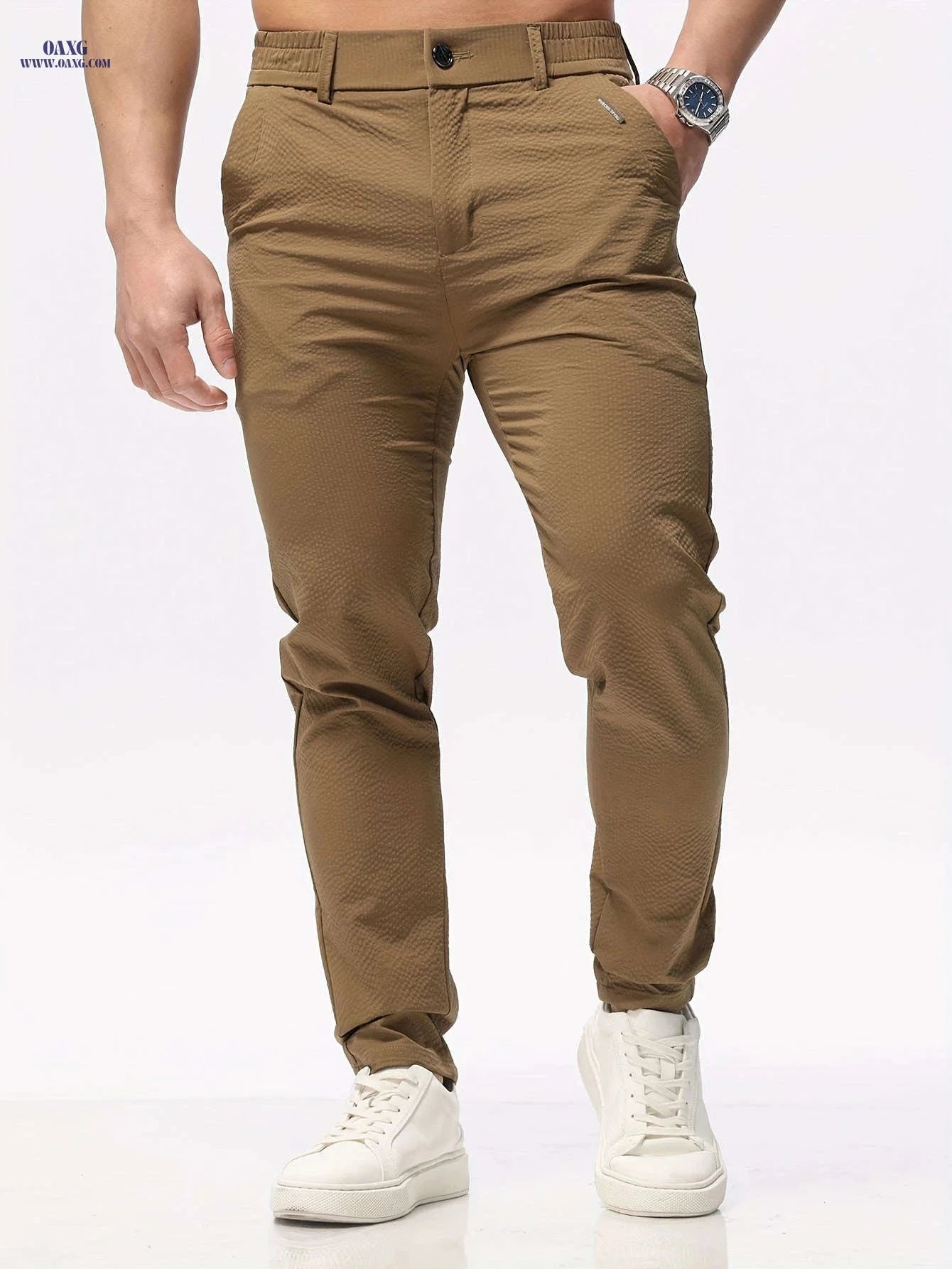 Spring 2024 High-End Casual Pants for Men - Slim Fit Tapered Style   OAXG 