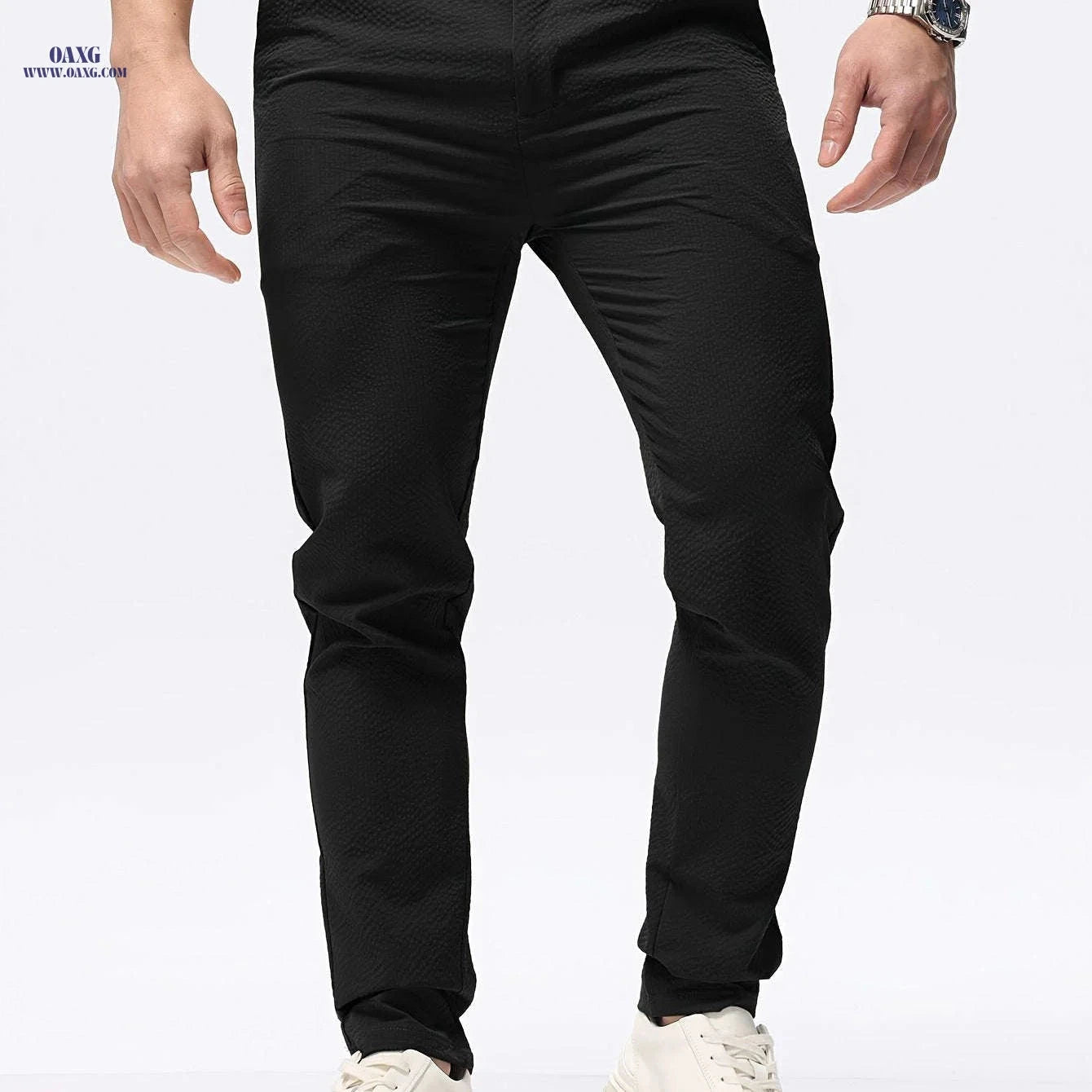 Spring 2024 High-End Casual Pants for Men - Slim Fit Tapered Style   OAXG 
