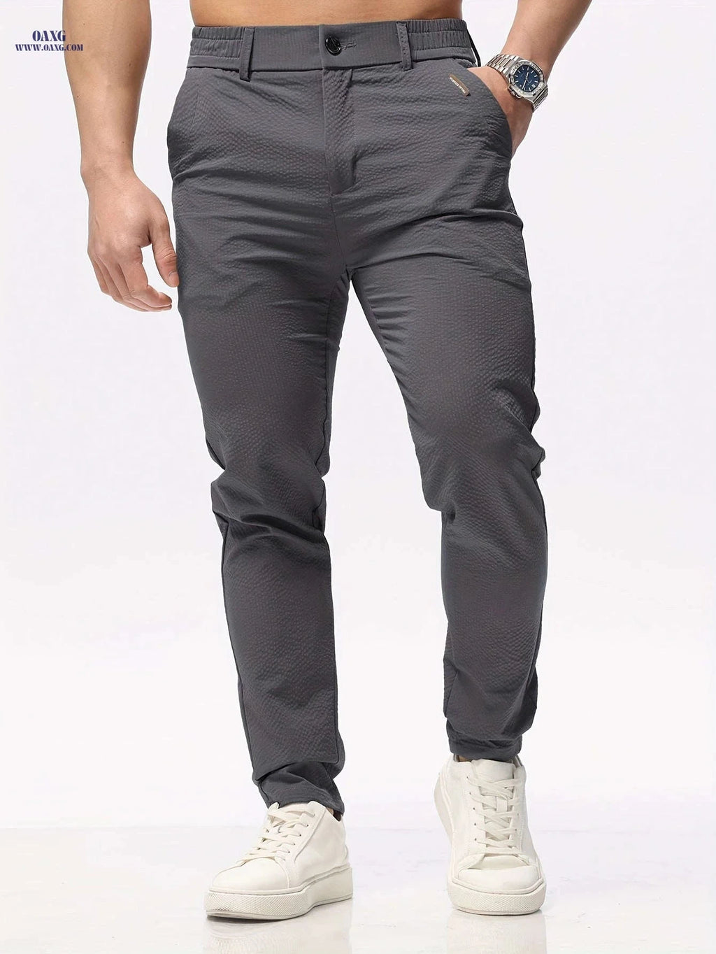 Spring 2024 High-End Casual Pants for Men - Slim Fit Tapered Style   OAXG 