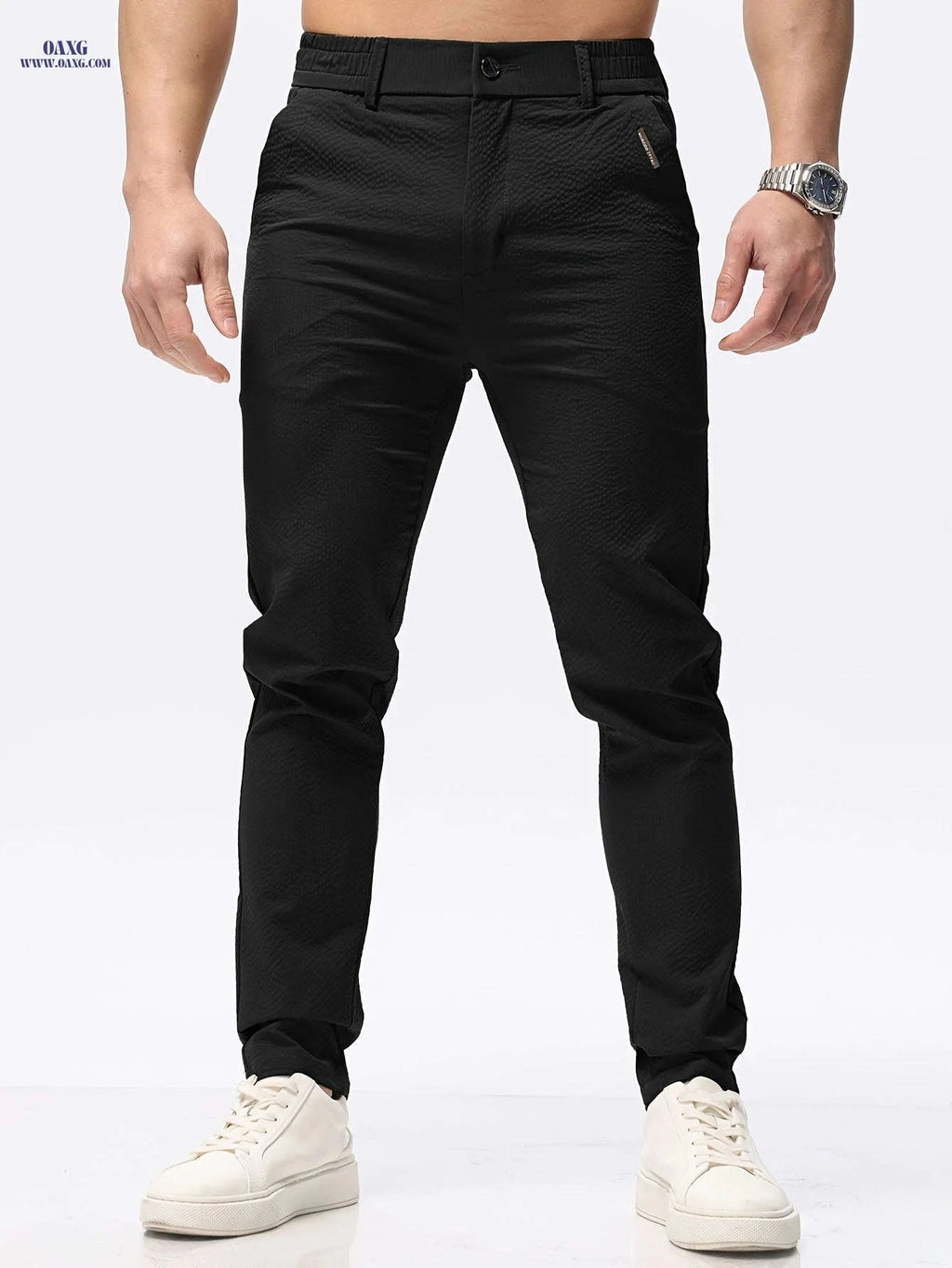 Spring 2024 High-End Casual Pants for Men - Slim Fit Tapered Style   OAXG Grey / FR 34-36