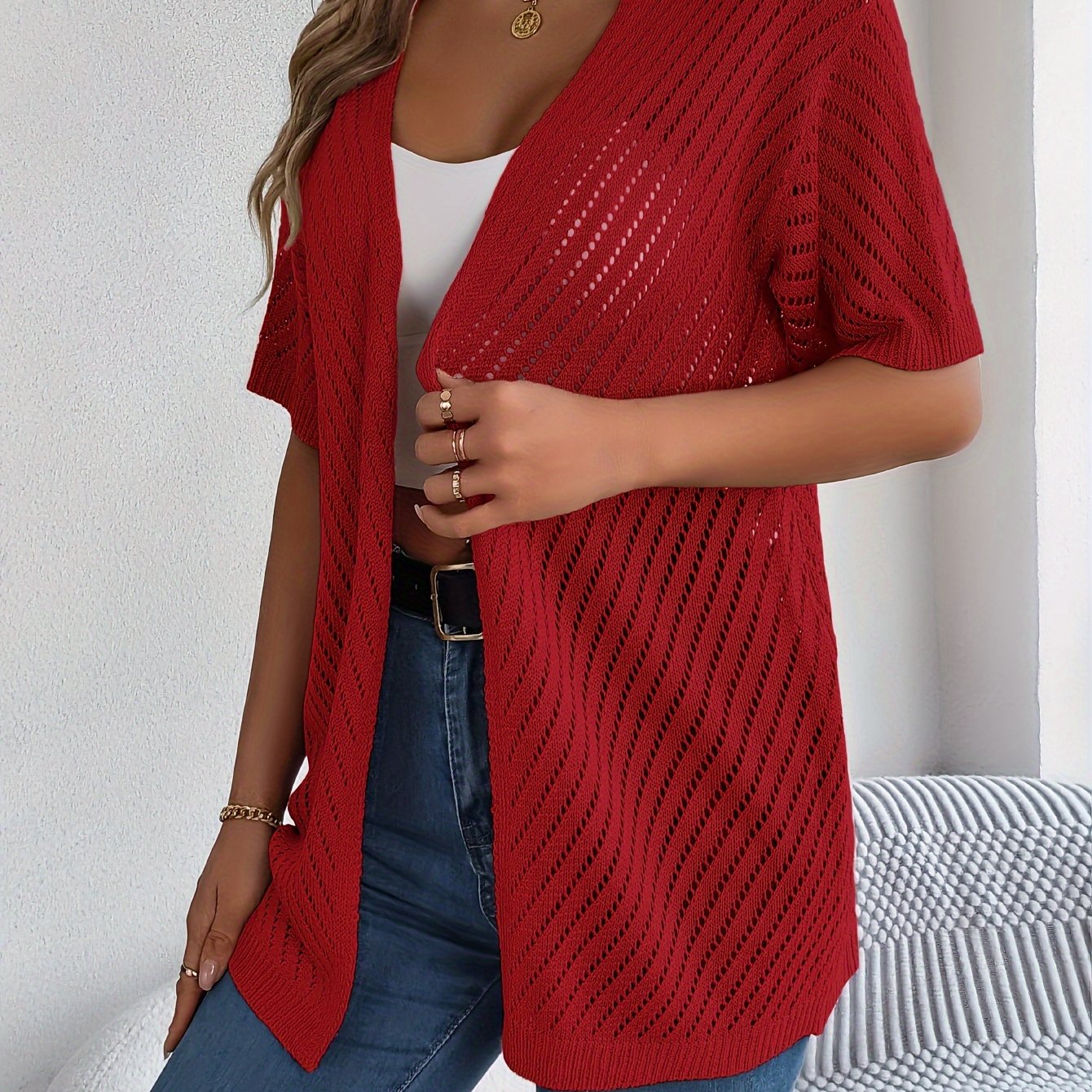 Spring And Summer Vacation Hollow Cardigan for   OAXG 