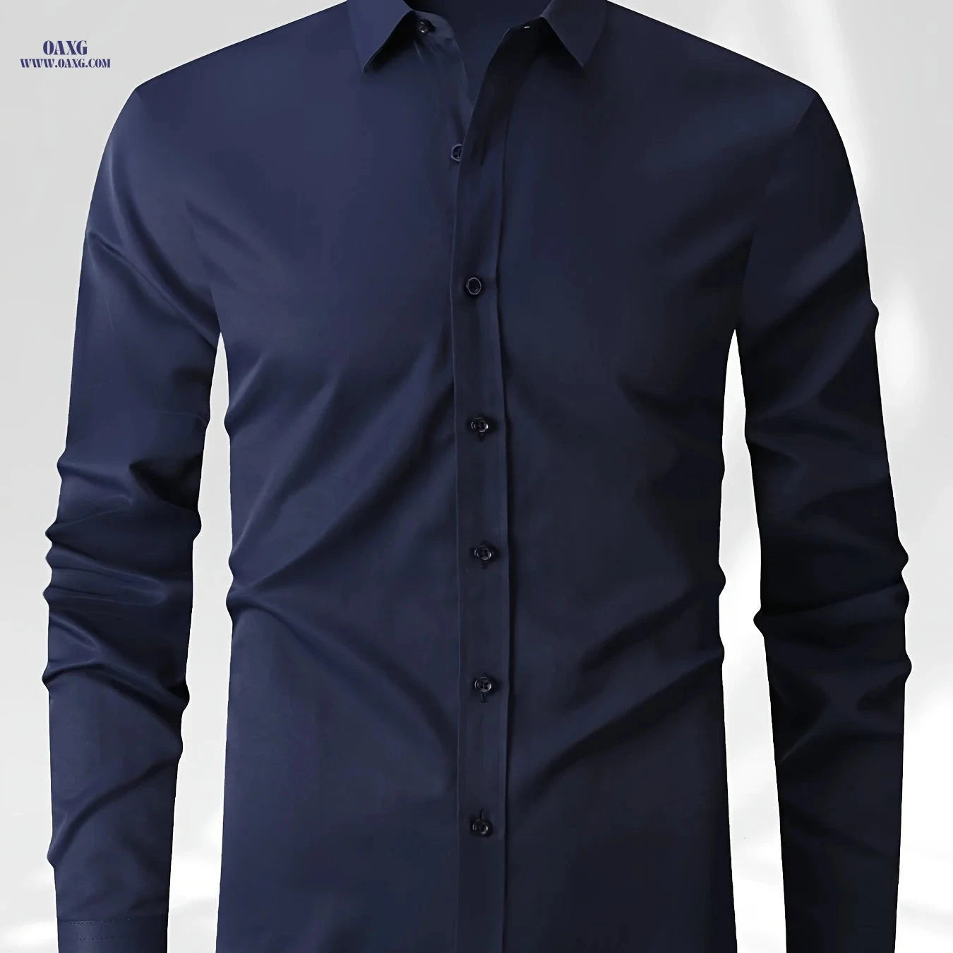 Spring Men's Solid Color Long Sleeve Shirt - Versatile Business Wear   OAXG 