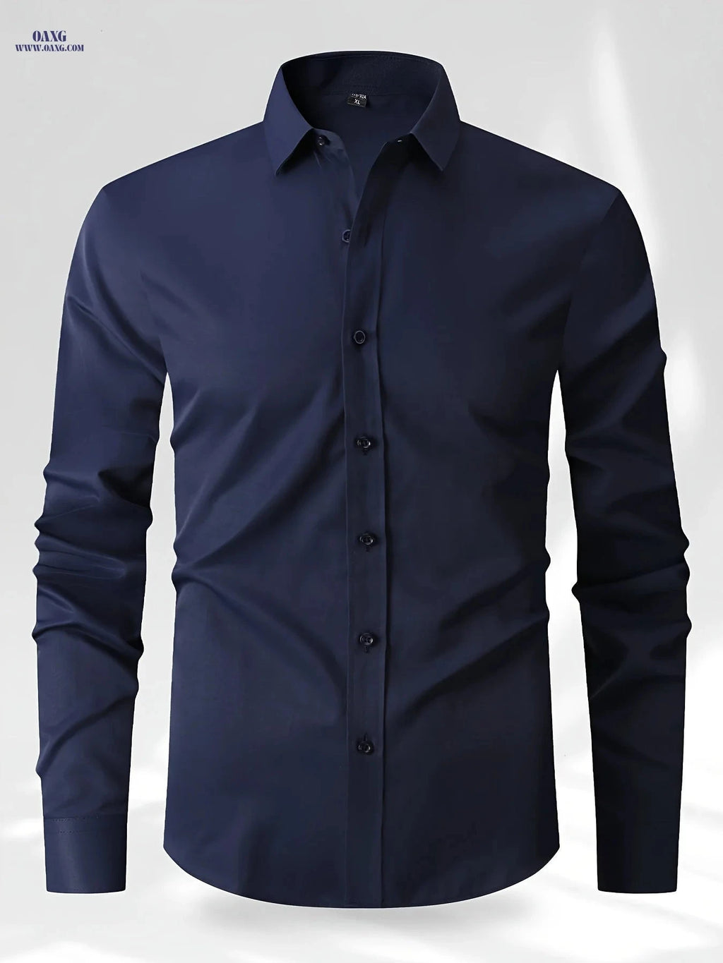 Spring Men's Solid Color Long Sleeve Shirt - Versatile Business Wear   OAXG White / FR XXS