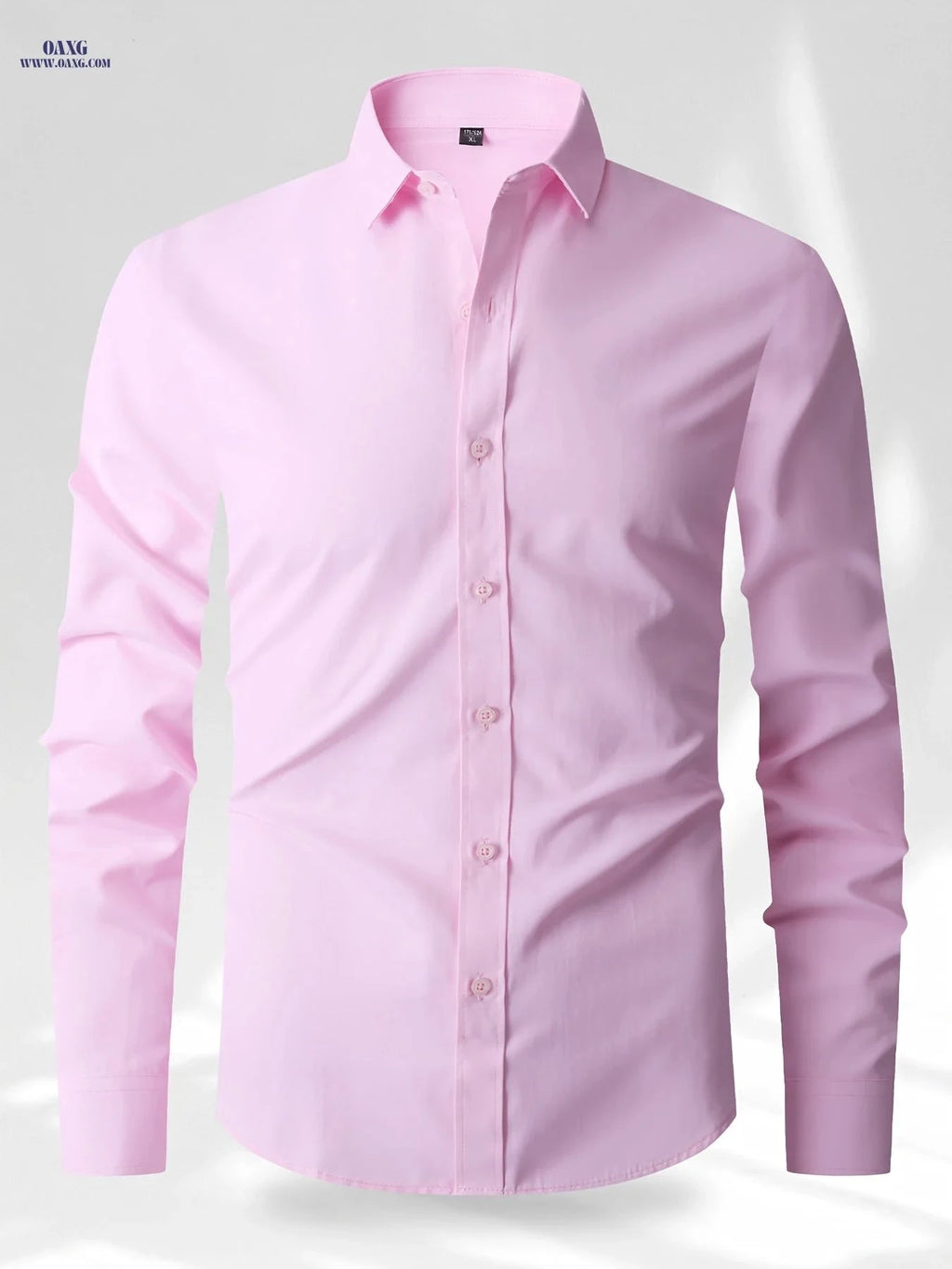 Spring Men's Solid Color Long Sleeve Shirt - Versatile Business Wear   OAXG White / FR XXS