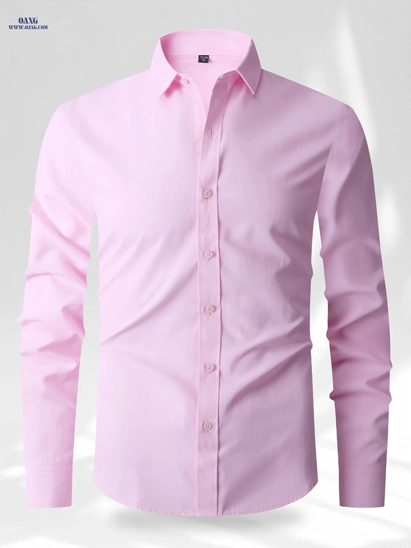 Spring Men's Solid Color Long Sleeve Shirt - Versatile Business Wear   OAXG White / FR XXS