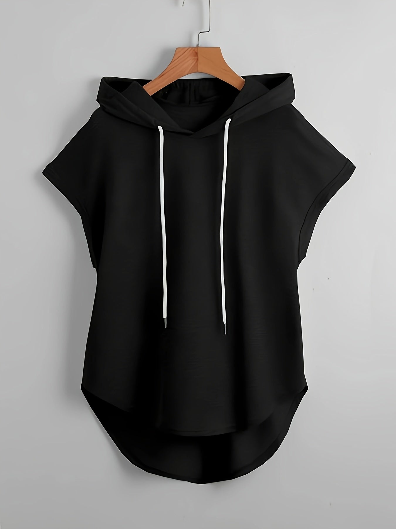 Spring Summer Hooded Sweatshirt - Casual Solid Color Fashion Top   OAXG Black / S