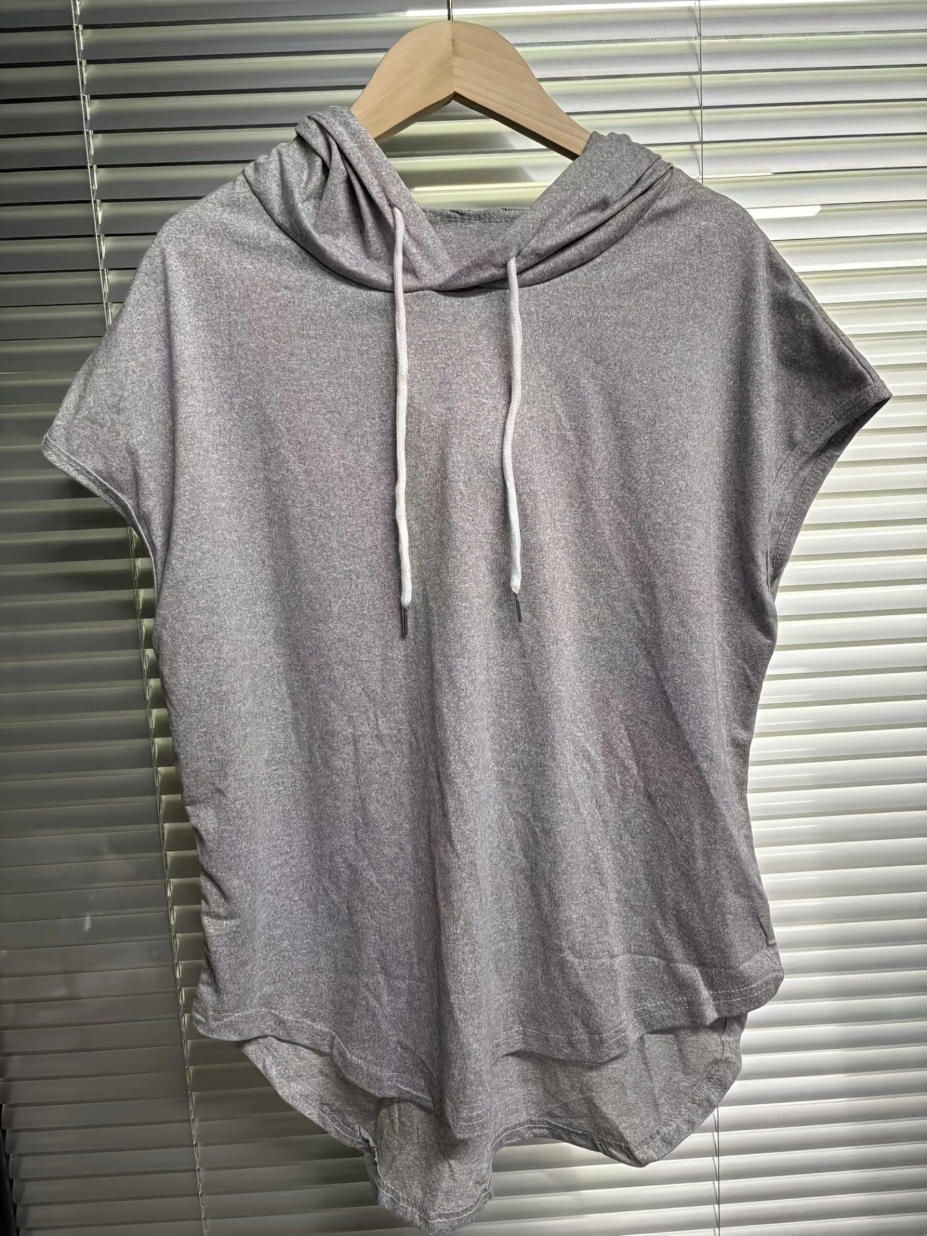 Spring Summer Hooded Sweatshirt - Casual Solid Color Fashion Top   OAXG Black / S