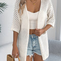 Spring/Summer New Arrival Ladies' Casual Openwork Short-Sleeved Cardigan   OAXG Apricot / S