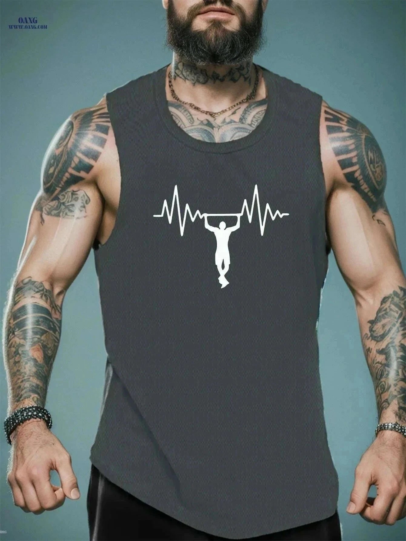 Standard Size Men's Lifting Vest - Casual Fit, Summer Ready   OAXG Slate Grey / S