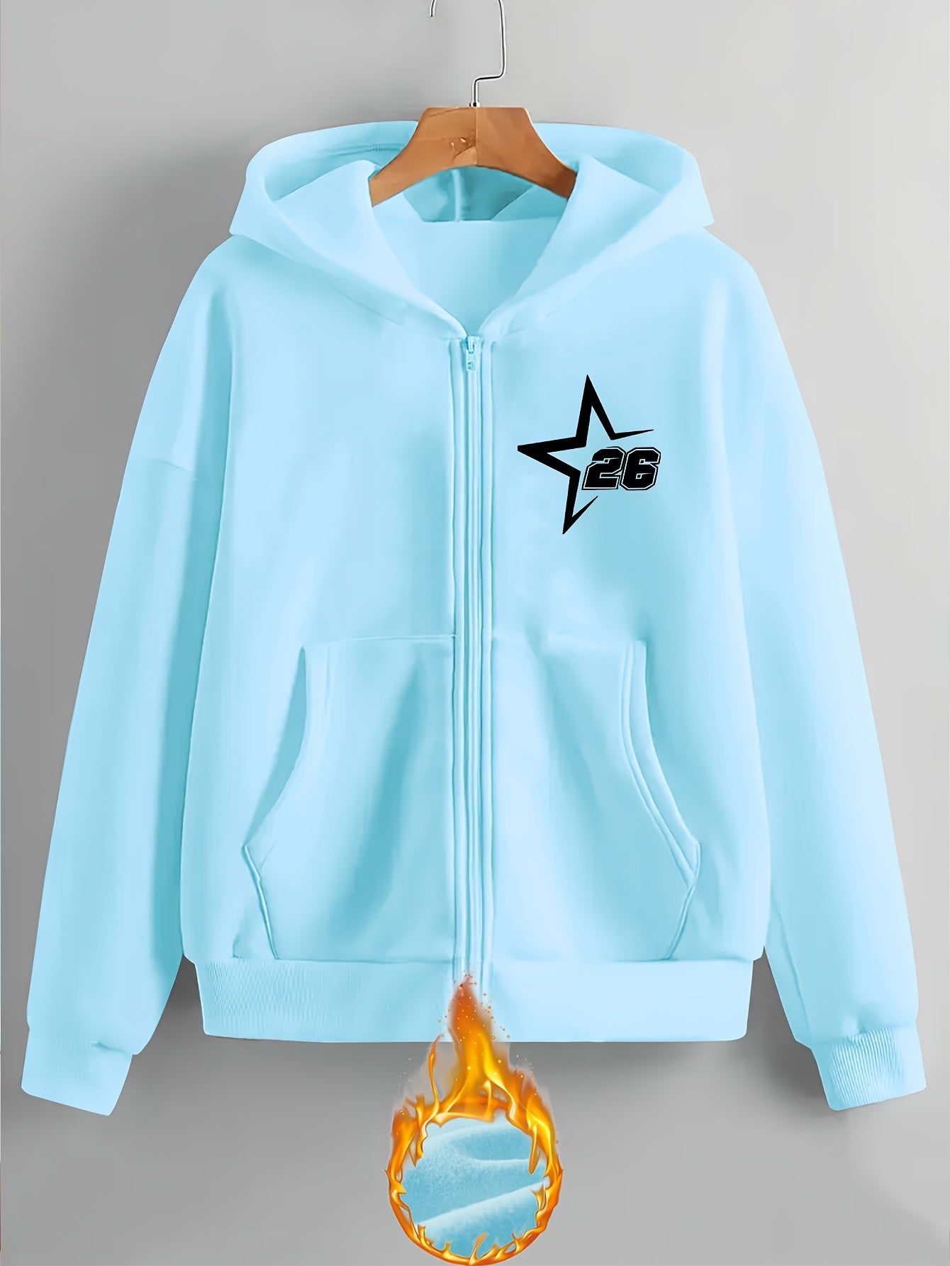 Star Art Letter Print - Y2K Casual Style Zip-Up Hoodie, Fashionable and Comfortable Jacket for All Seasons | Cozy Fabric   OAXG Black / S