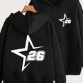 Star Art Letter Print - Y2K Casual Style Zip-Up Hoodie, Fashionable and Comfortable Jacket for All Seasons | Cozy Fabric   OAXG Black / S