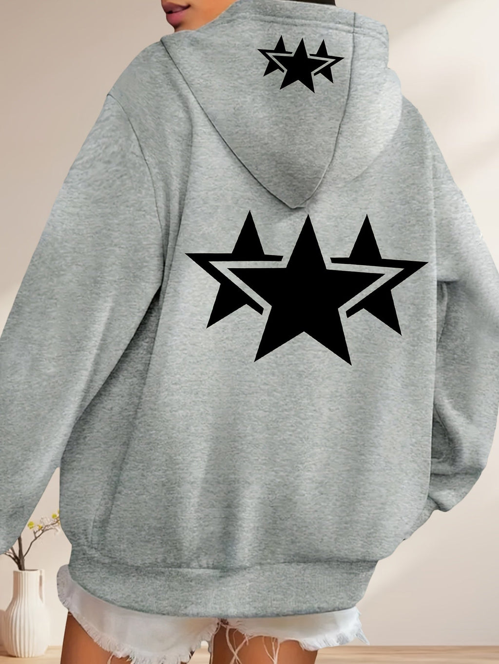 Starry Art Double Pattern Printed - Y2K Casual Style Zip-Up Hoodie - a Fashionable And Comfortable Zip-Up Jacket with Pockets - Suitable for Casual Sportswear in Spring, Autumn, And Winter, Stylish Casual Jacket | Comfortable Fabric   OAXG Grey