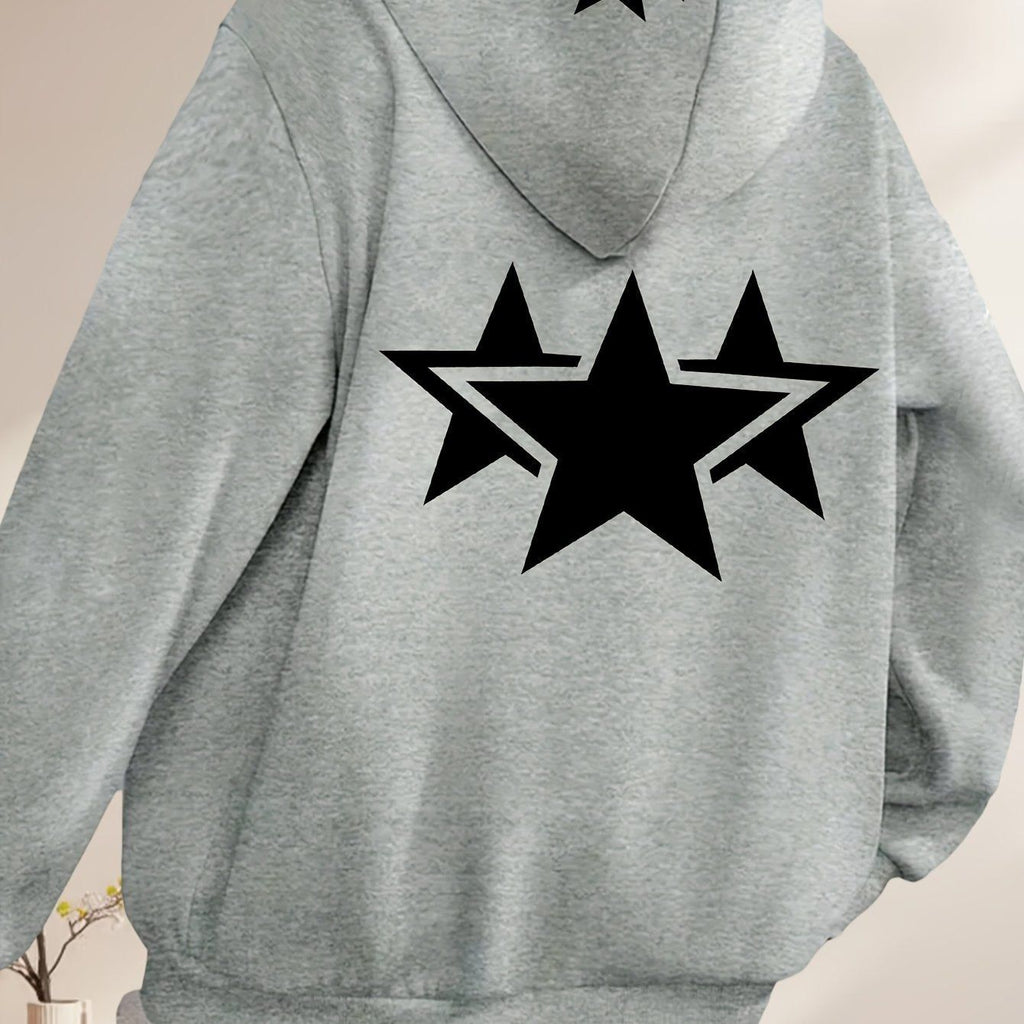 Starry Art Double Pattern Printed - Y2K Casual Style Zip-Up Hoodie - a Fashionable And Comfortable Zip-Up Jacket with Pockets - Suitable for Casual Sportswear in Spring, Autumn, And Winter, Stylish Casual Jacket | Comfortable Fabric   OAXG Grey