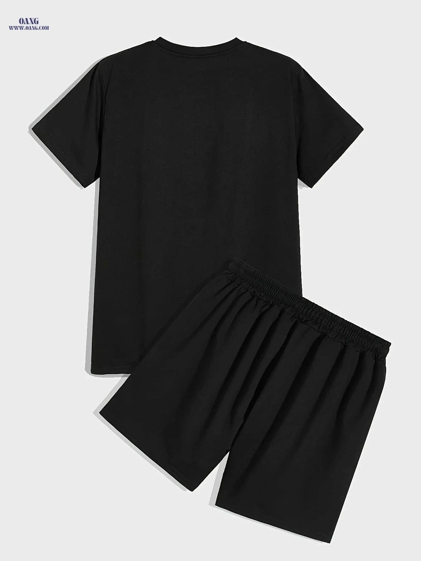 Steel Bear Print Men's Casual T-shirt & Shorts Set - Summer Ready   OAXG Black / FR S