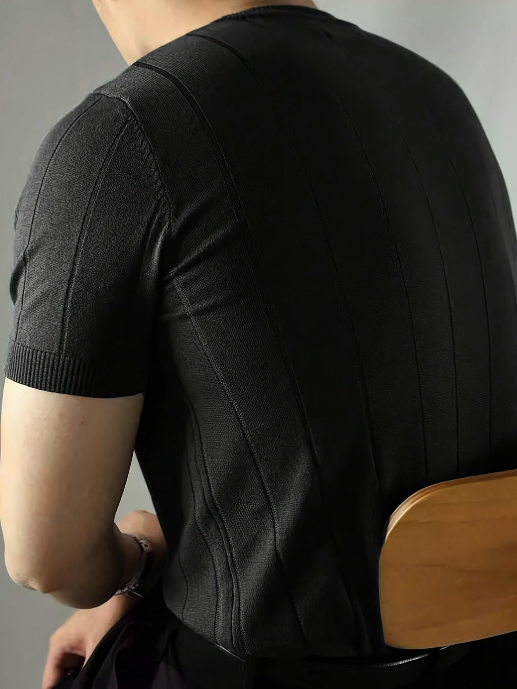 Stellar Picks Men's Solid Color Short Sleeve Knit Top - Casual Style   OAXG 