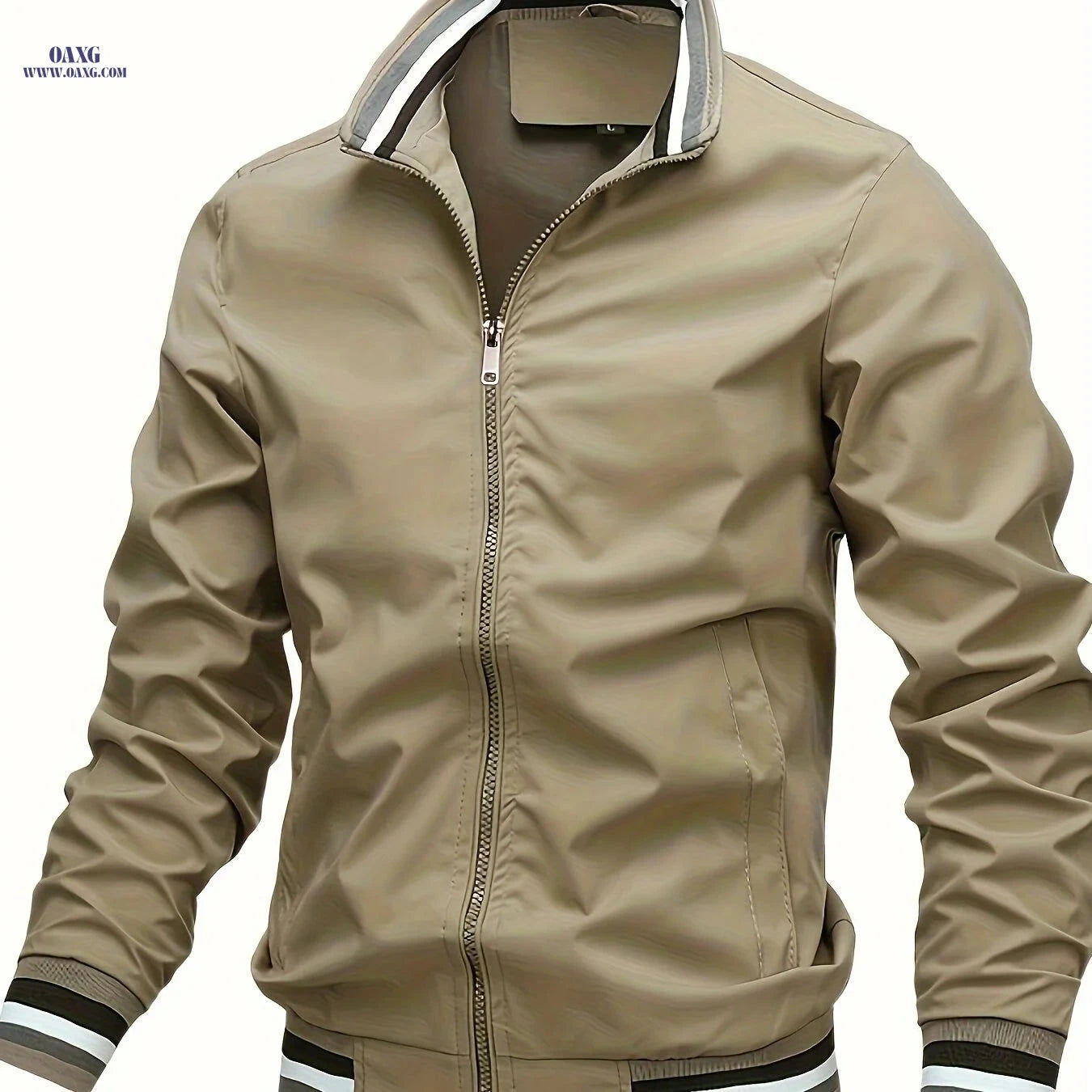 Stripe Edge Bomber Jacket - Men's Casual Zip Up for Spring Fashion   OAXG 