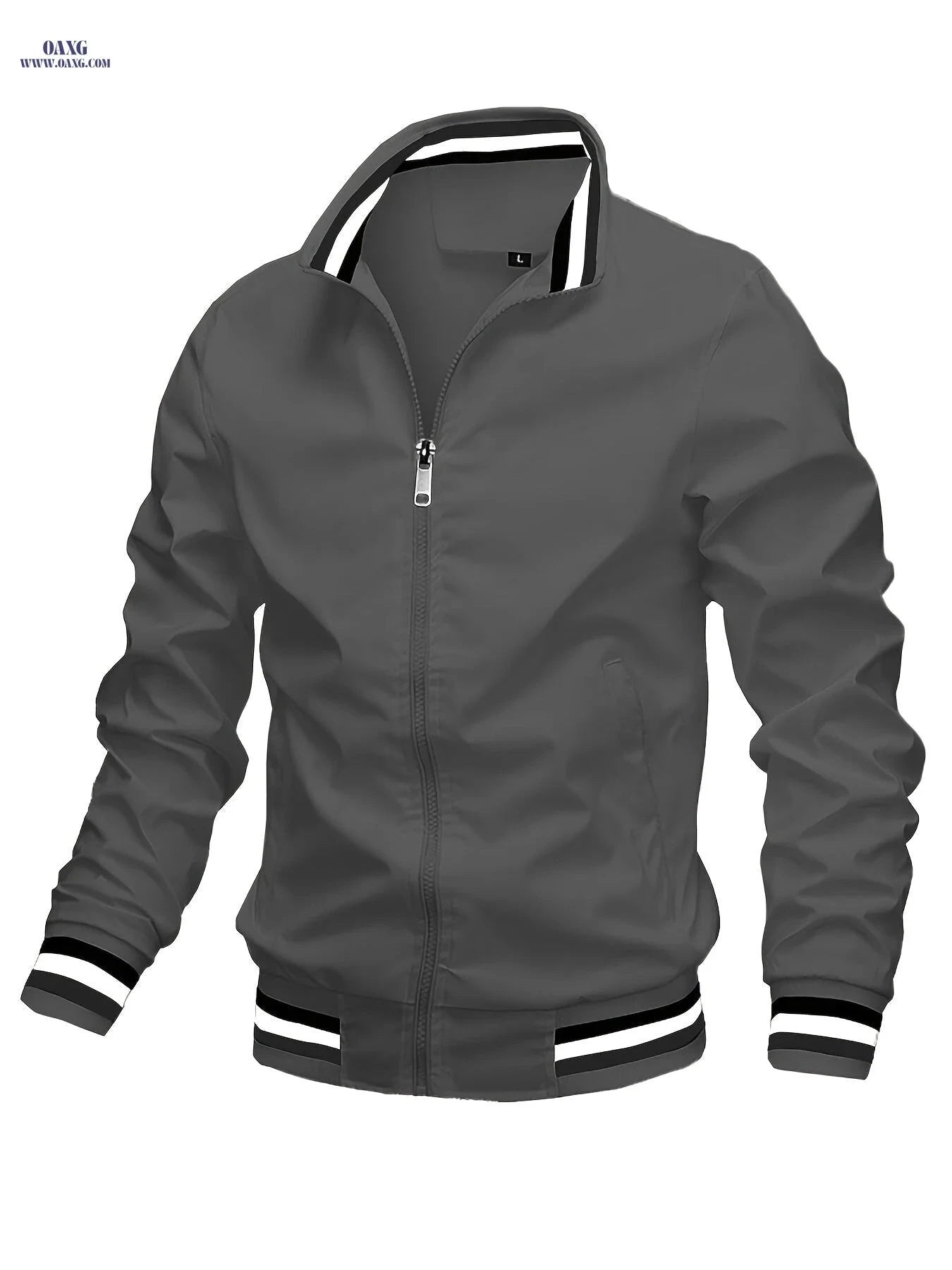 Stripe Edge Bomber Jacket - Men's Casual Zip Up for Spring Fashion   OAXG 