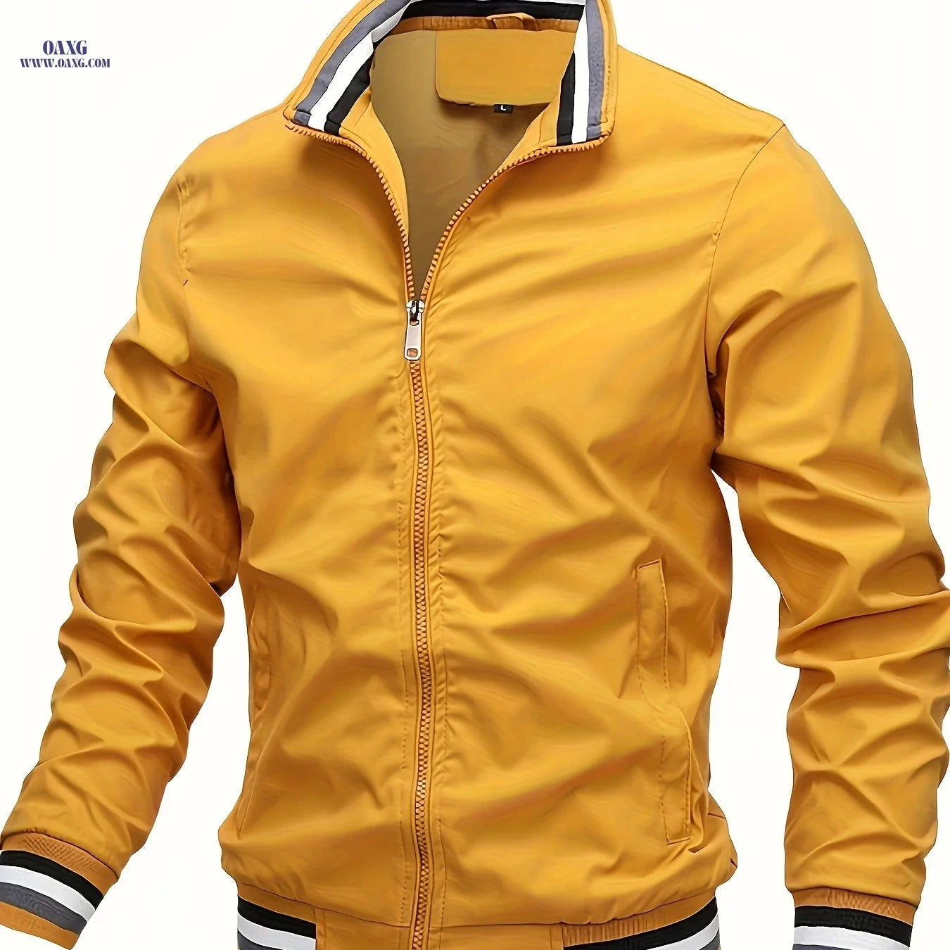 Stripe Edge Bomber Jacket - Men's Casual Zip Up for Spring Fashion   OAXG 
